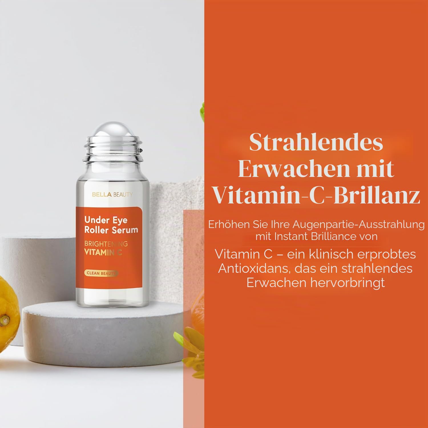 Bella Beauty Bella Beauty Eye Roller Serum Mit Vitamin C Und Niacinamid – Reduziert Schwellungen, Feine Linien Und Augenringe – Anti-Aging, Pflege Für Alle Hauttypen – 1,69 Fl. Oz