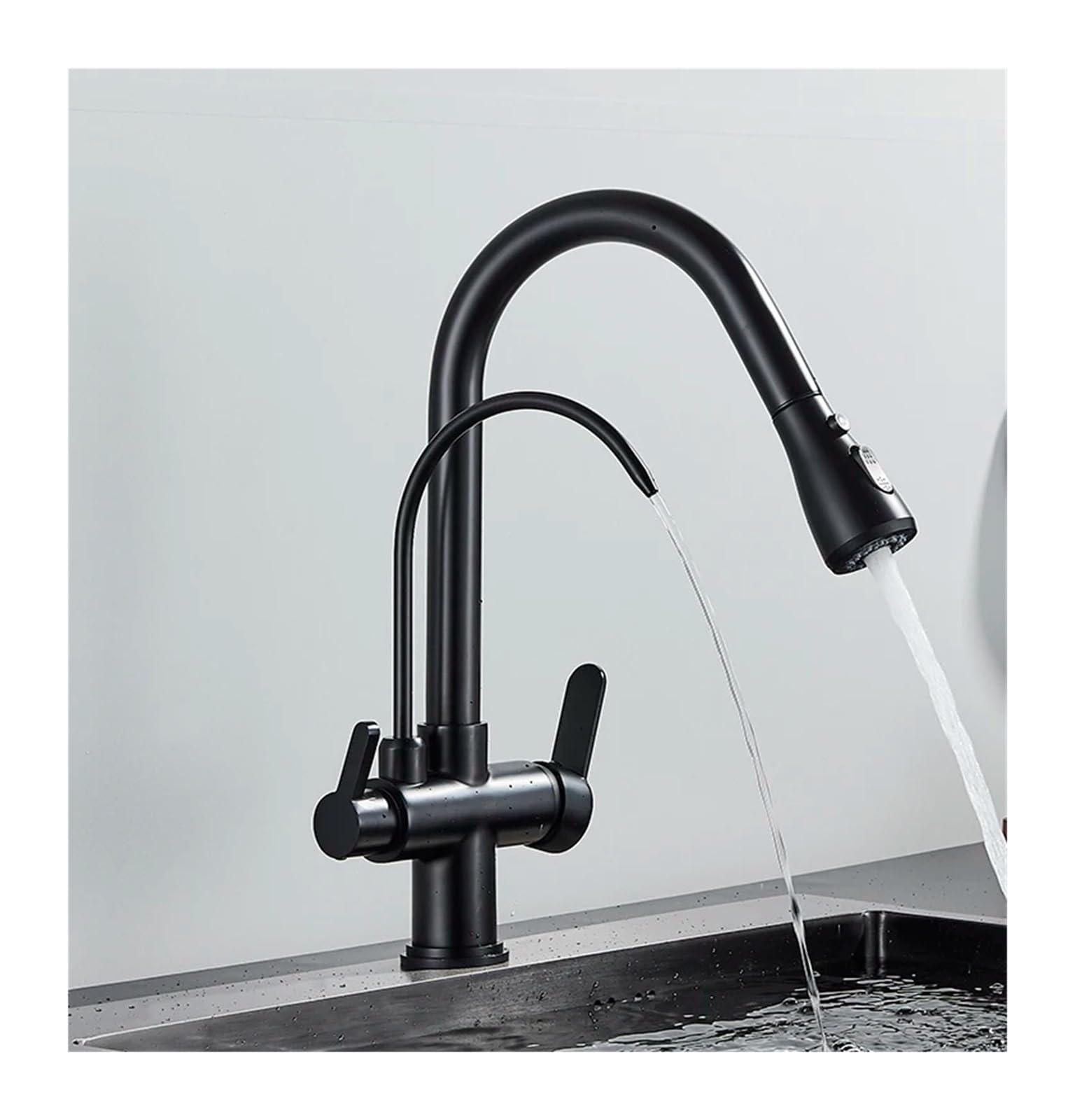 DFGHNBVC Intelligent Touch Kitchen Faucet, Water Matte Black Pull-Out Nozzle, Brass Three-3 Sink Mixer, Faucet Mixer Tap Faucet,Chrome Sense