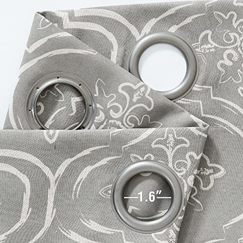 Jinchan 90% Blackout Moroccan Tile Curtains 84 Inches Long For Bedroom Grey Trellis Floral Quatrefoil Printed Grommet Top Room Darkening Thermal Insulated Window Drapes 2 Panels #TOP4