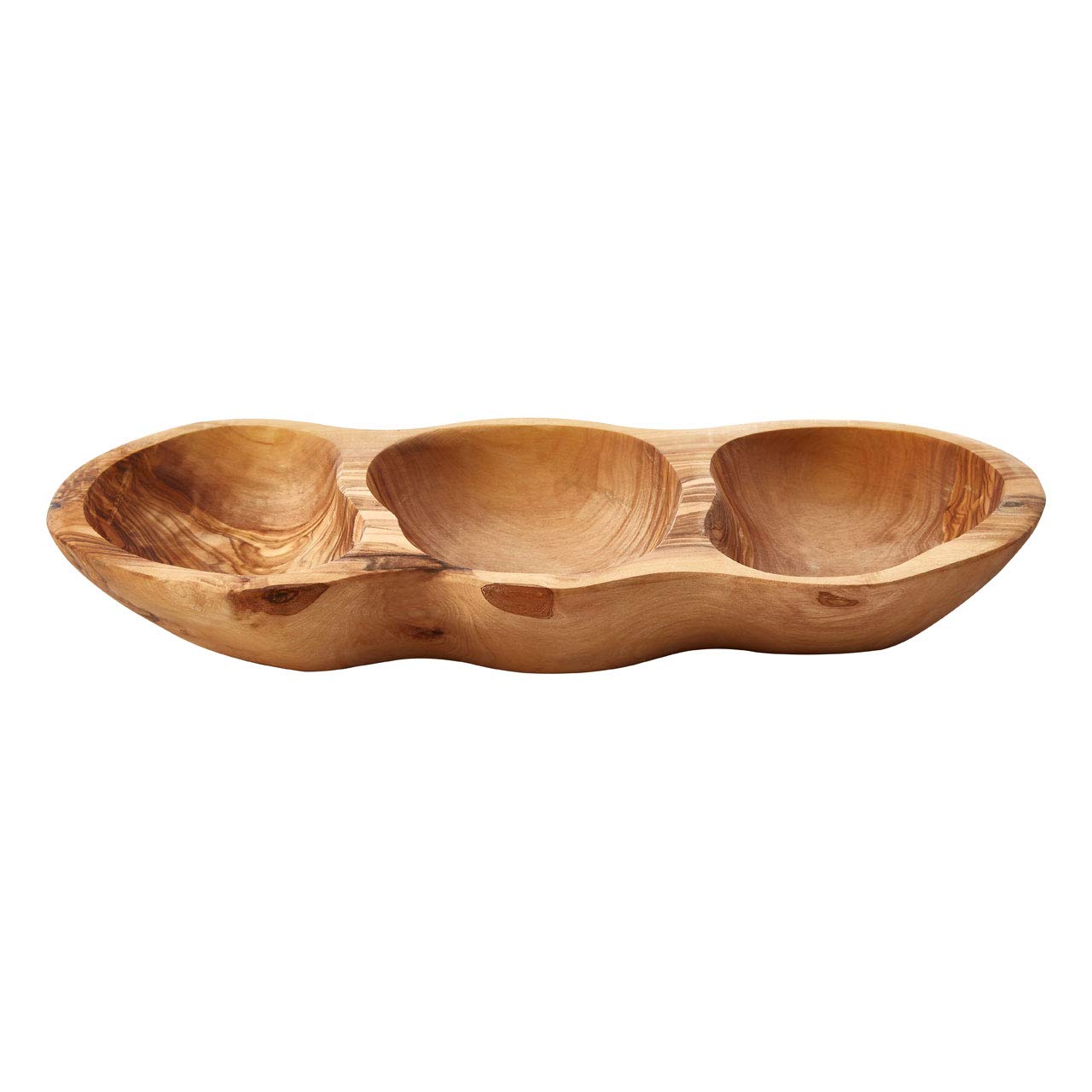 Premier Housewares Kora 3 Compartment Antipasti Dish - Olive Wood