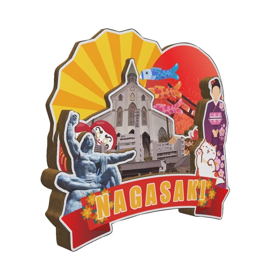 Amazon.com: Nagasaki Japan Magnet Fridge Magnet Wooden 3D