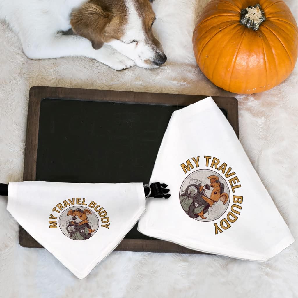 Travel Buddy Pet Bandana Collar - Dog Theme Scarf Collar - Unique Dog Bandana - M image 3
