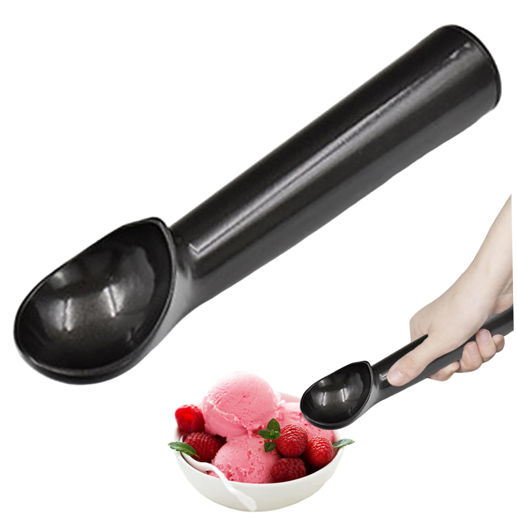 Hbbgdiy Ice Cream Scoop Nonstick Anti-Freeze Aluminum Scooper for Gelato Sorbet Cookie Dough Fruit Easy to Use and Clean Kitchen Dessert Spoon Black