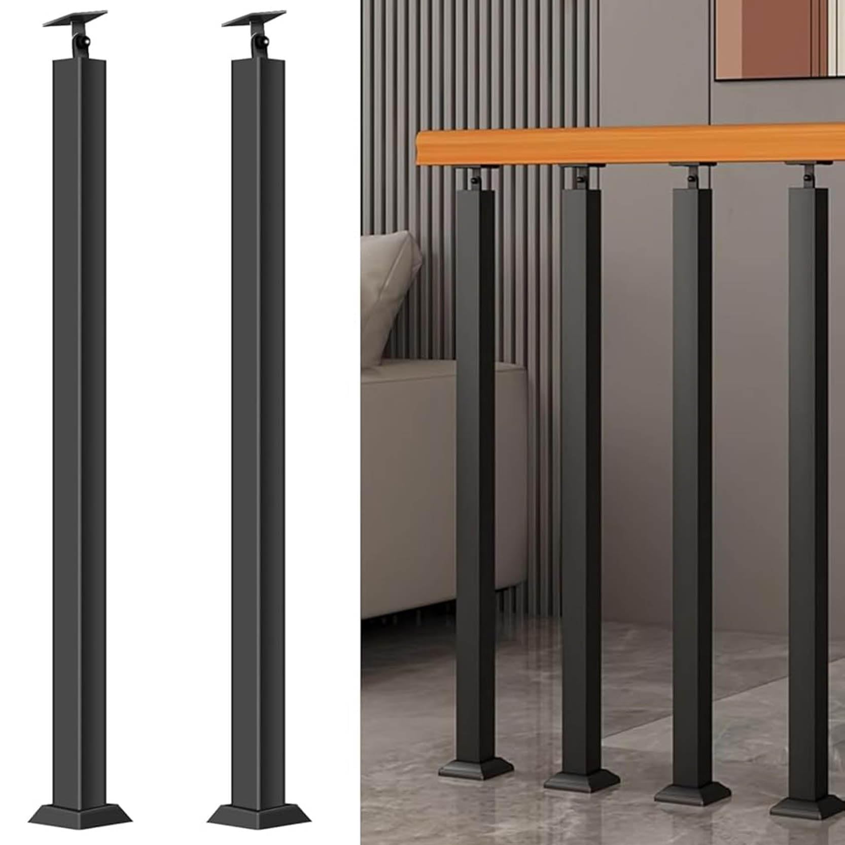 Balustre d'escalier réglable noir 90 cm avec support orientable à 270 degrés