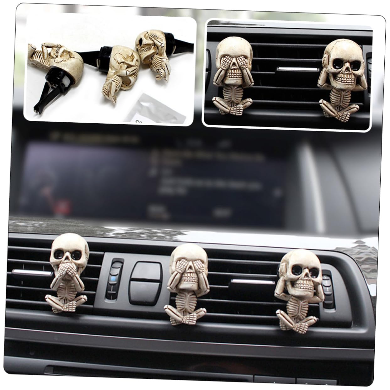 SOLUSTRE 12stücke Auto Luftventil Clips Süße Schädel-designs Für Halloween-dekoration Und Aromatherapie Im Auto Kompatibel Mit Meisten Lüftungsschlitzen Leicht Und