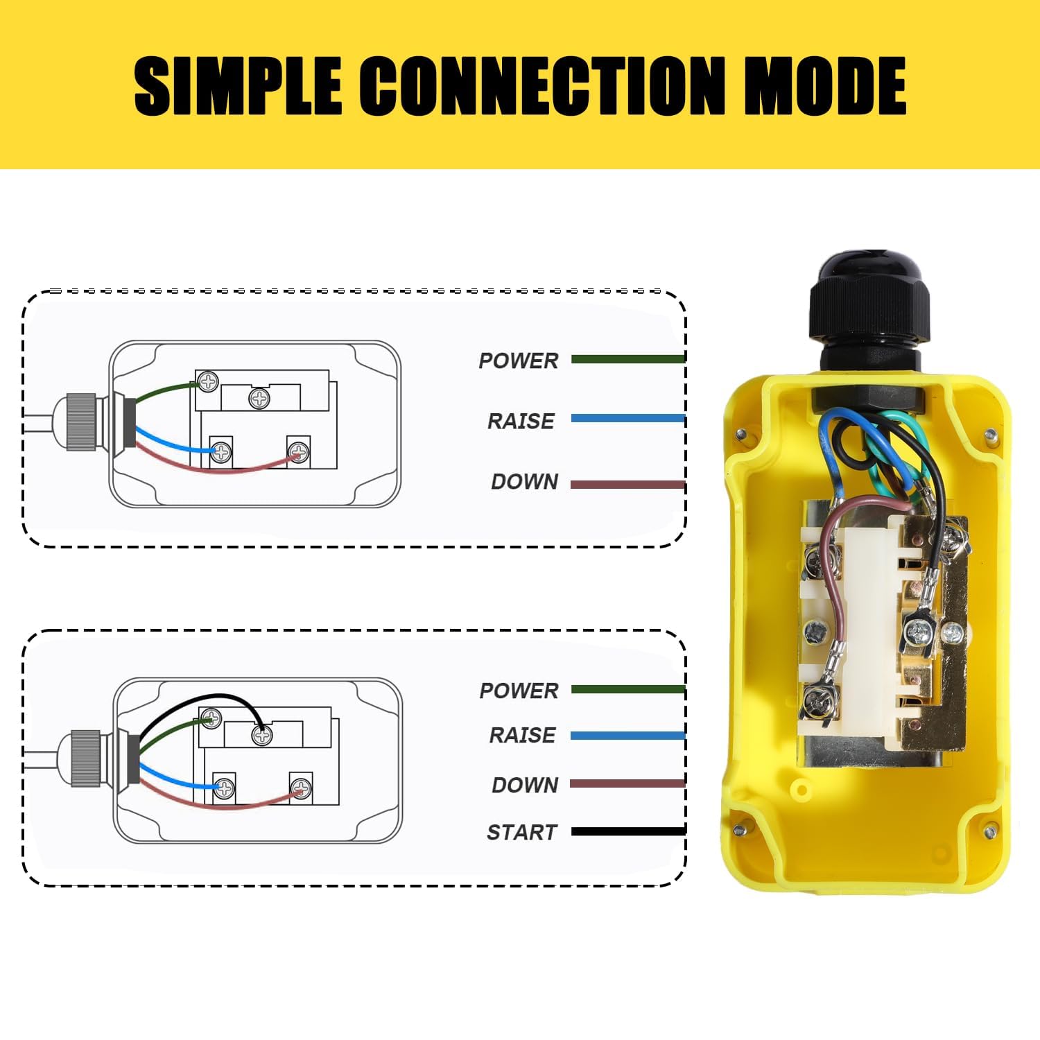 Boîte d'interrupteur de commande suspendue en ABS pour diverses applications de levage avec télécommande fiable et boutons pression simples pour remorque basculante pompe hydraulique