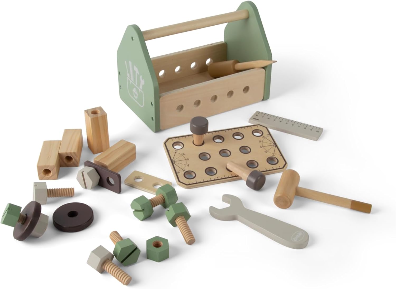 Dantoy - Wooden Tool Box for Children - Role Play - Wooden Toy - with Accessories - 3+ Years