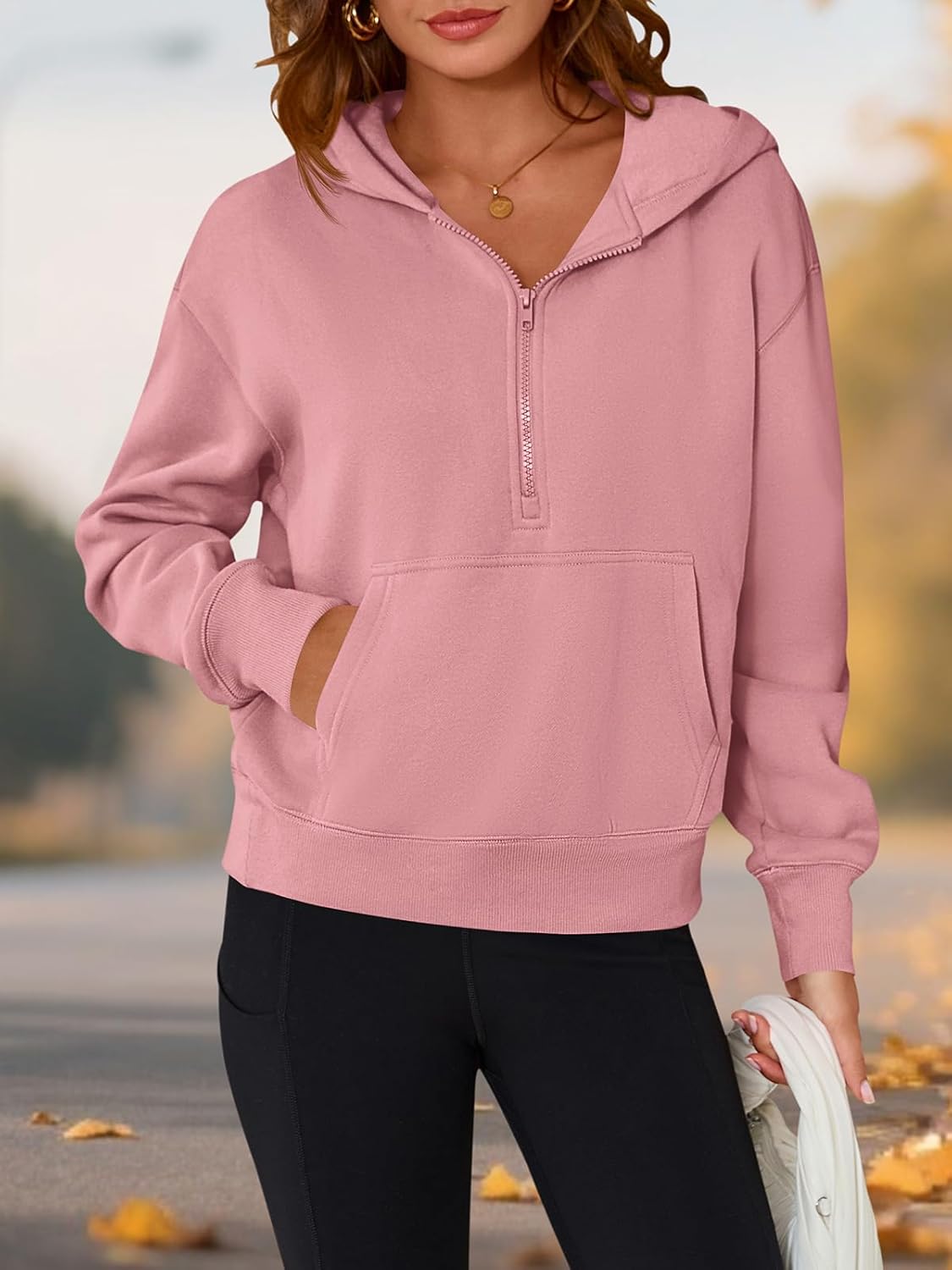 PRETTYGARDEN Women's Half Zip Up Hoodies 2025 Fall Long Sleeve Cropped Pullover Oversized Sweatshirt Fashion Y2K Clothes - Image 4