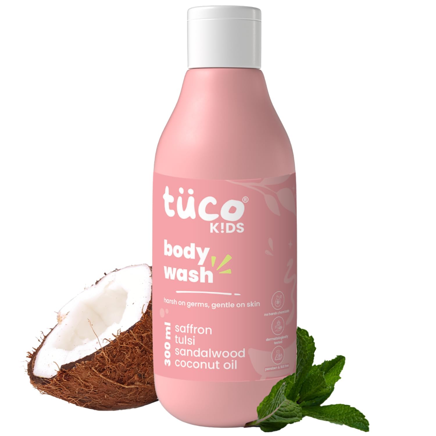 Tuco® Kids Body Wash/Shower Gel | Infused with Sandalwood Oil, Tulsi and Saffron | Gently Cleanse, Soothe, and Nourish | Ages 2-5, 5-10, 10-15 | SLS/SLES and Paraben Free | 300 ml
