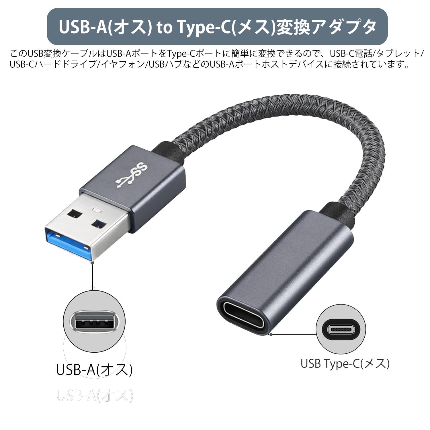Amazon.co.jp: USB 3.1オス Type C メス 変換ケーブル KEZAIZHE (10cm