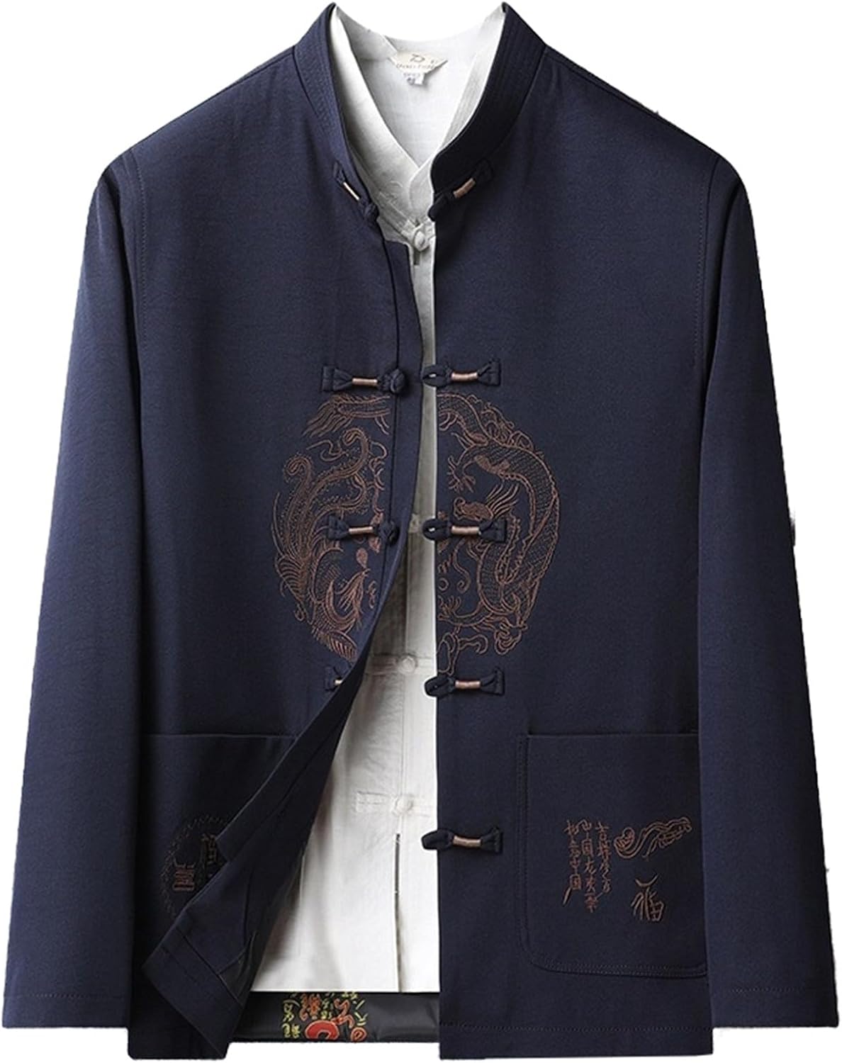 Elderly Men's Spring and Autumn Tang Suit Jacket, Retro Coat for Dads, Elderly Men's Chinese-Style Ceremony Suit