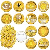 Karenhi 120 Pcs Gold Ribbon Childhood Cancer Awareness Button Pins Bulk 1 Inch Ribbon Button Pin for Blue Ribbon Week Campaigns Events Support Groups Fundraisers