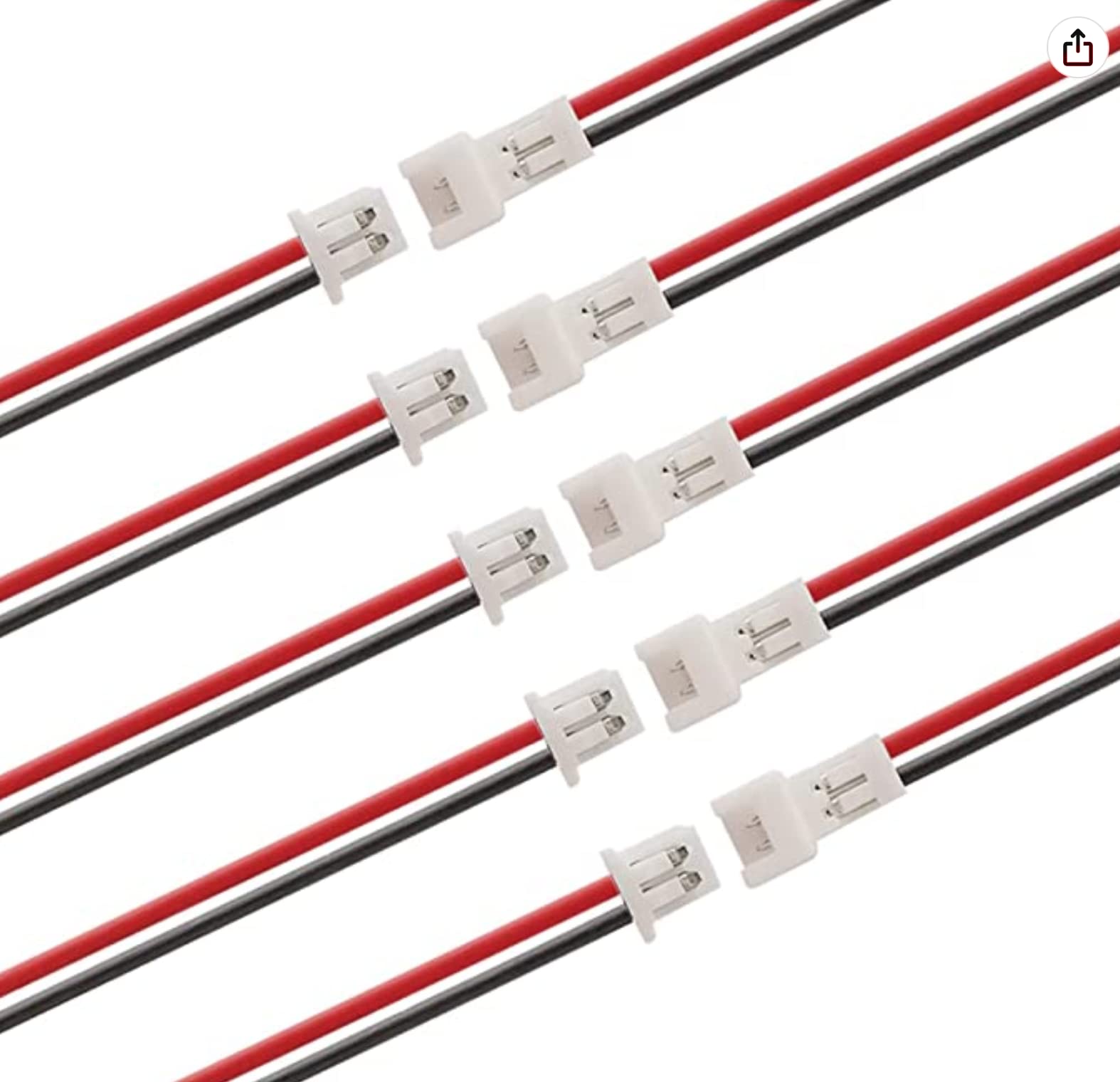 5 x Pairs Micro JST SH 1.25 1.25 mm 2-Pin Male Female Connector Female Coupling 15 cm 28AWG PVC Cable