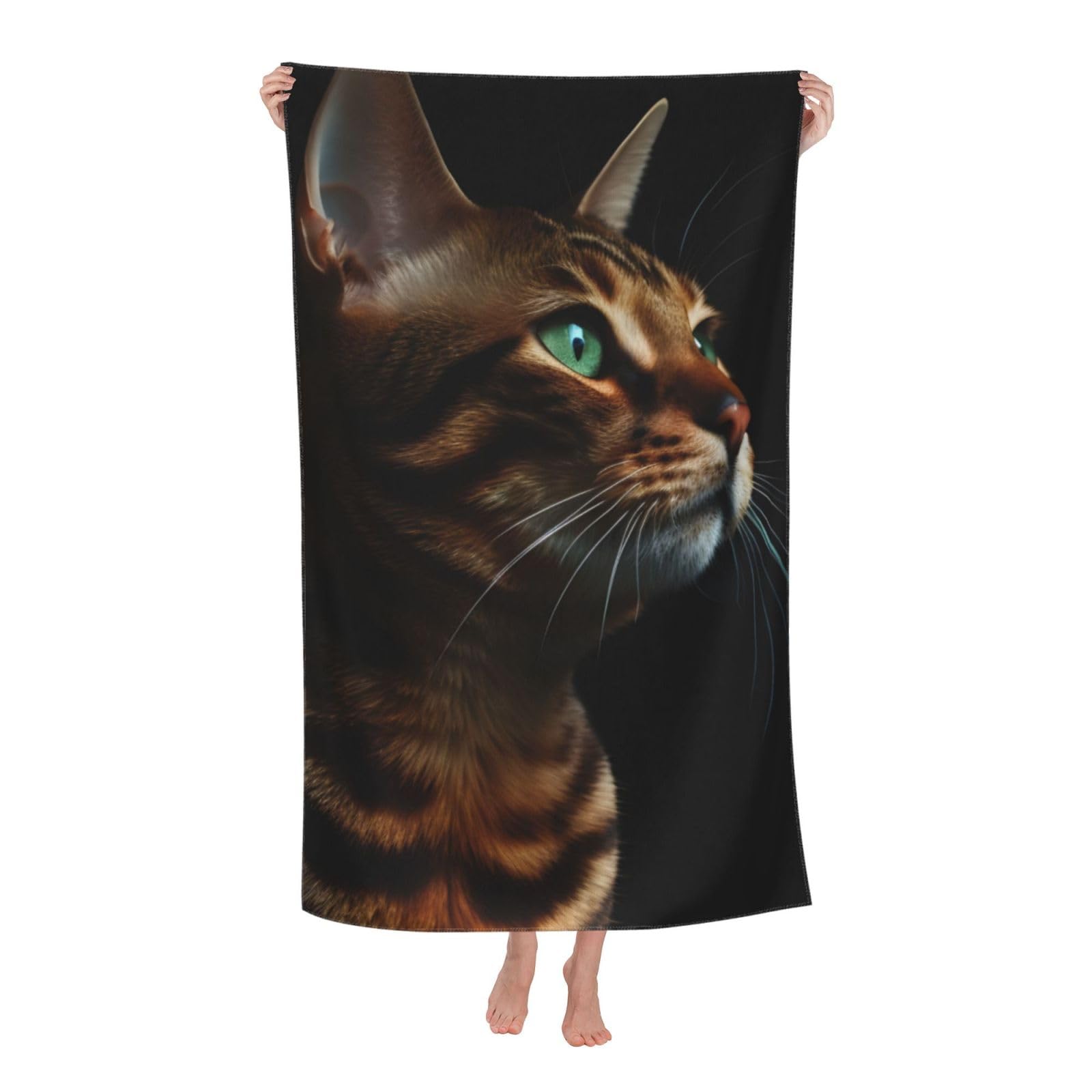 LSRCPD Beach Towels Beautiful Bengalensis Cat Kitten Gym Camping Swimming Swim For Adults Men 80X130Cm