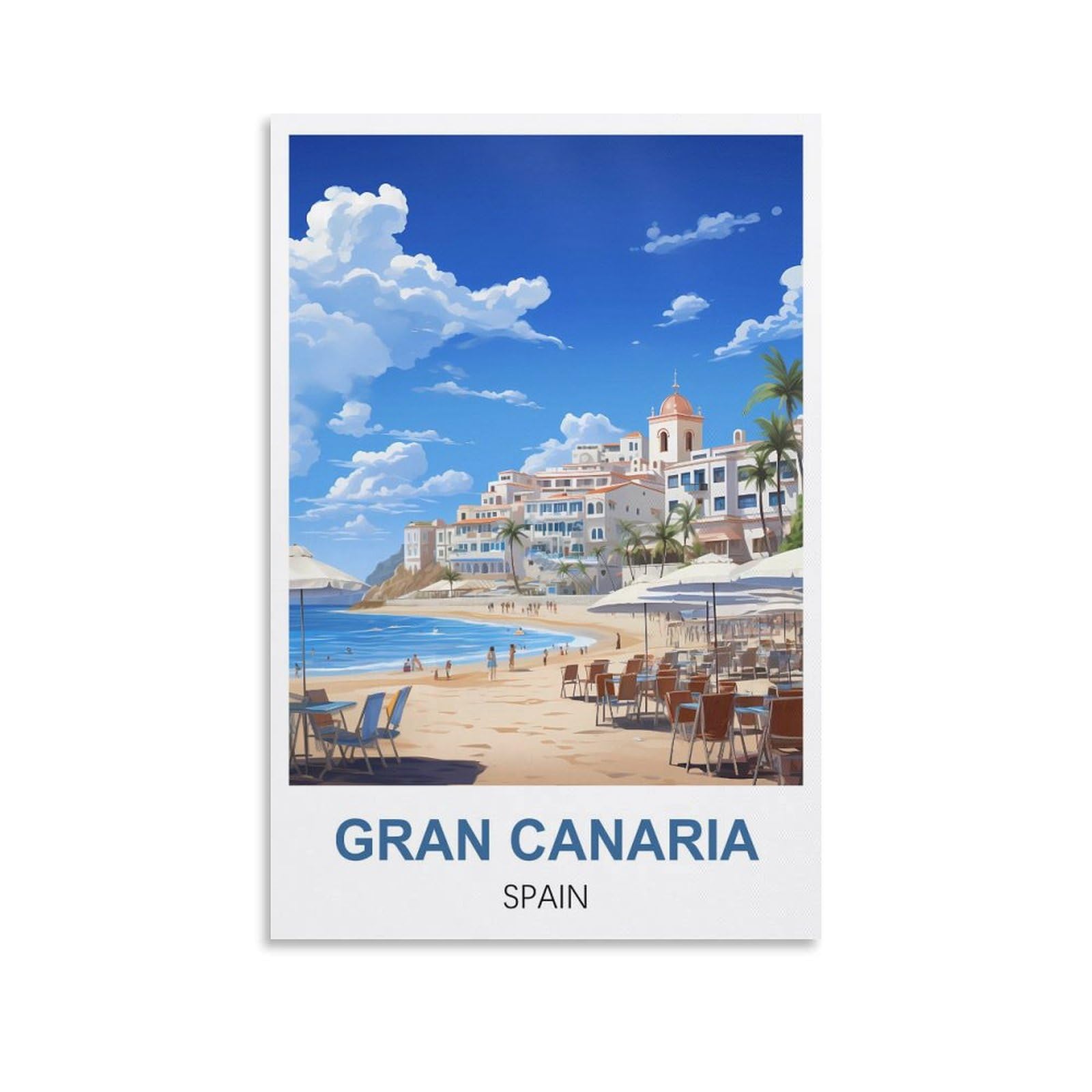 Wgmdoee Unframe-Style Gran Canaria Spain Vintage Travel Posters 08X12inch(20X30cm) Canvas Poster Living Room Wall Art Home Decor
