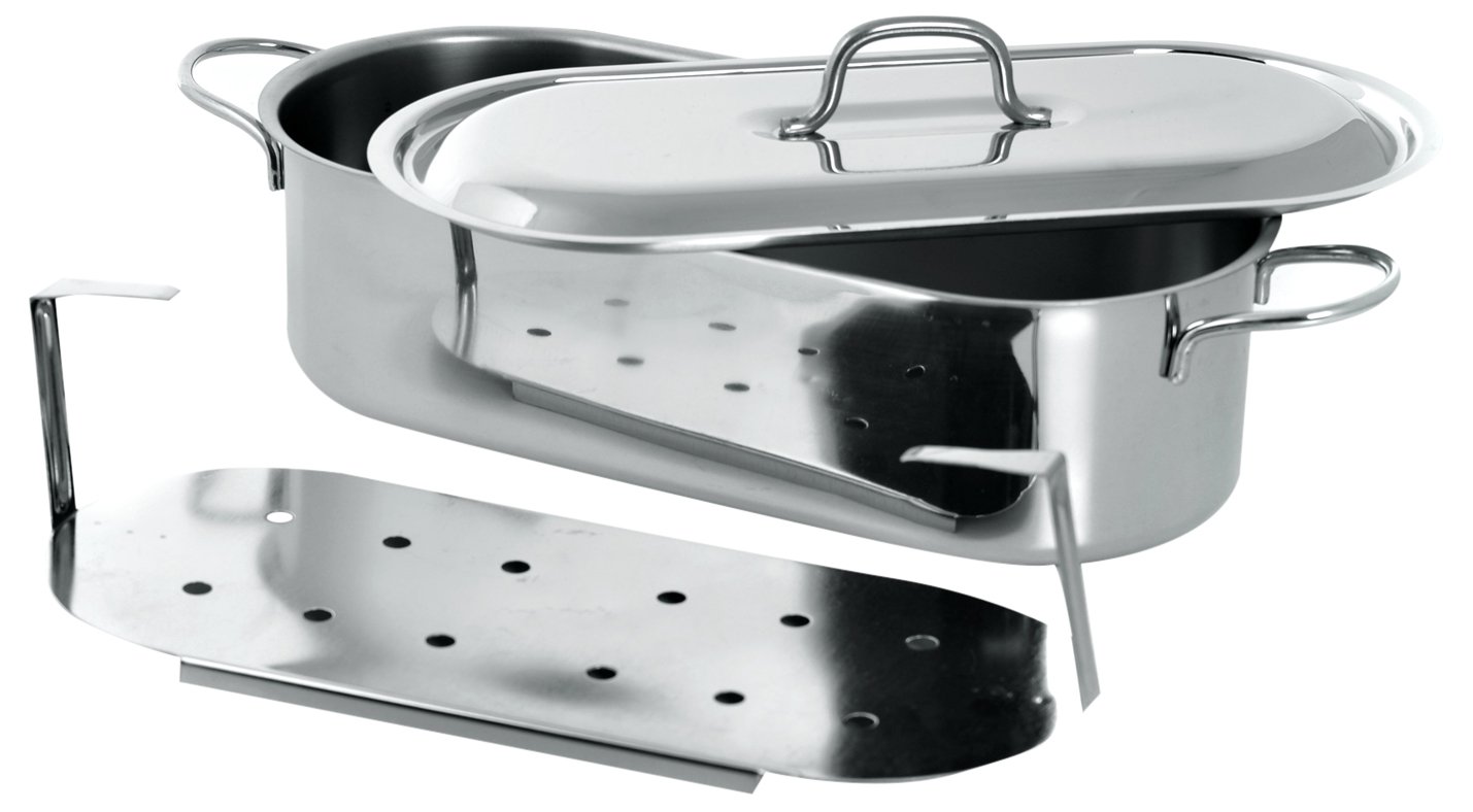 Montini 5077 Pescera con Coperchio e Griglia, Acciaio Inossidabile, Grigio, 61x16x19 cm, 3 unità