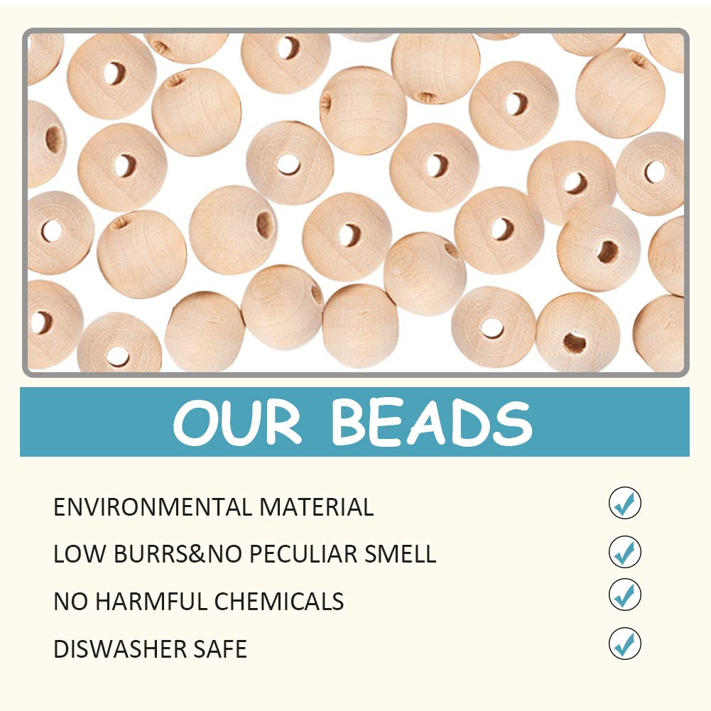 PH PandaHall 500pz Perline di Legno Marrone 6mm Perline di Legno Naturale, 10 Colori Perlina Sfuse Rotonde Perlina Distanziatrici per Bracciali Collana Orecchini Fai Da Te, Foro: 1~2mm