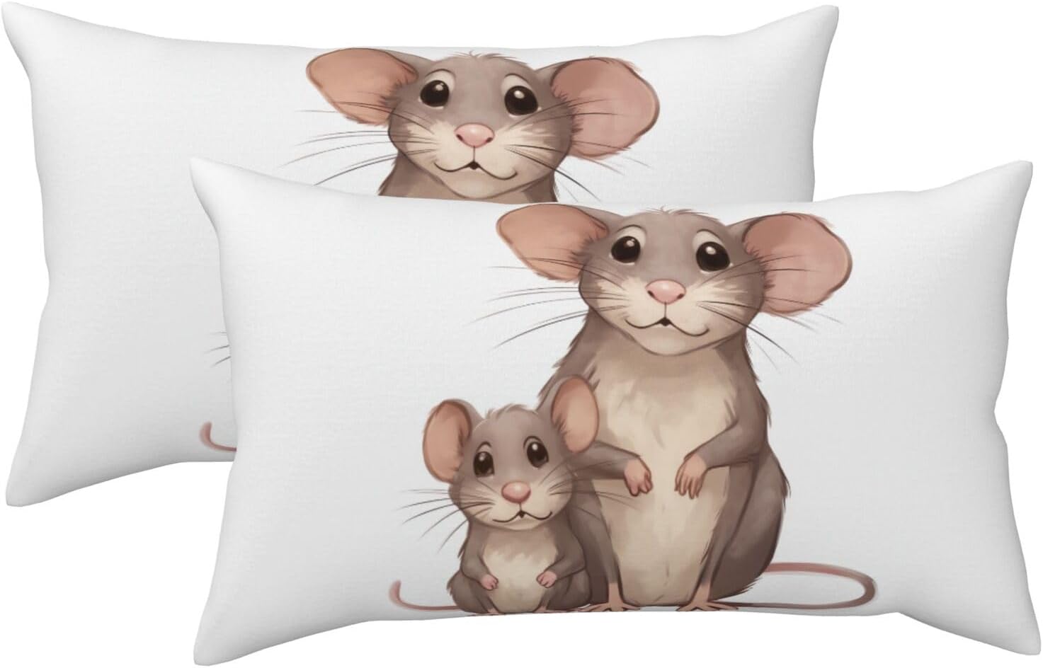 2 Pack King Size Pillow Cases with Zipper, Soft Breathable Pillowcase for Hair and Skin, 20"x36" Pillow Covers for Sleeping Gift Bed Pillow Case Mother and Child Rats Pillowcases