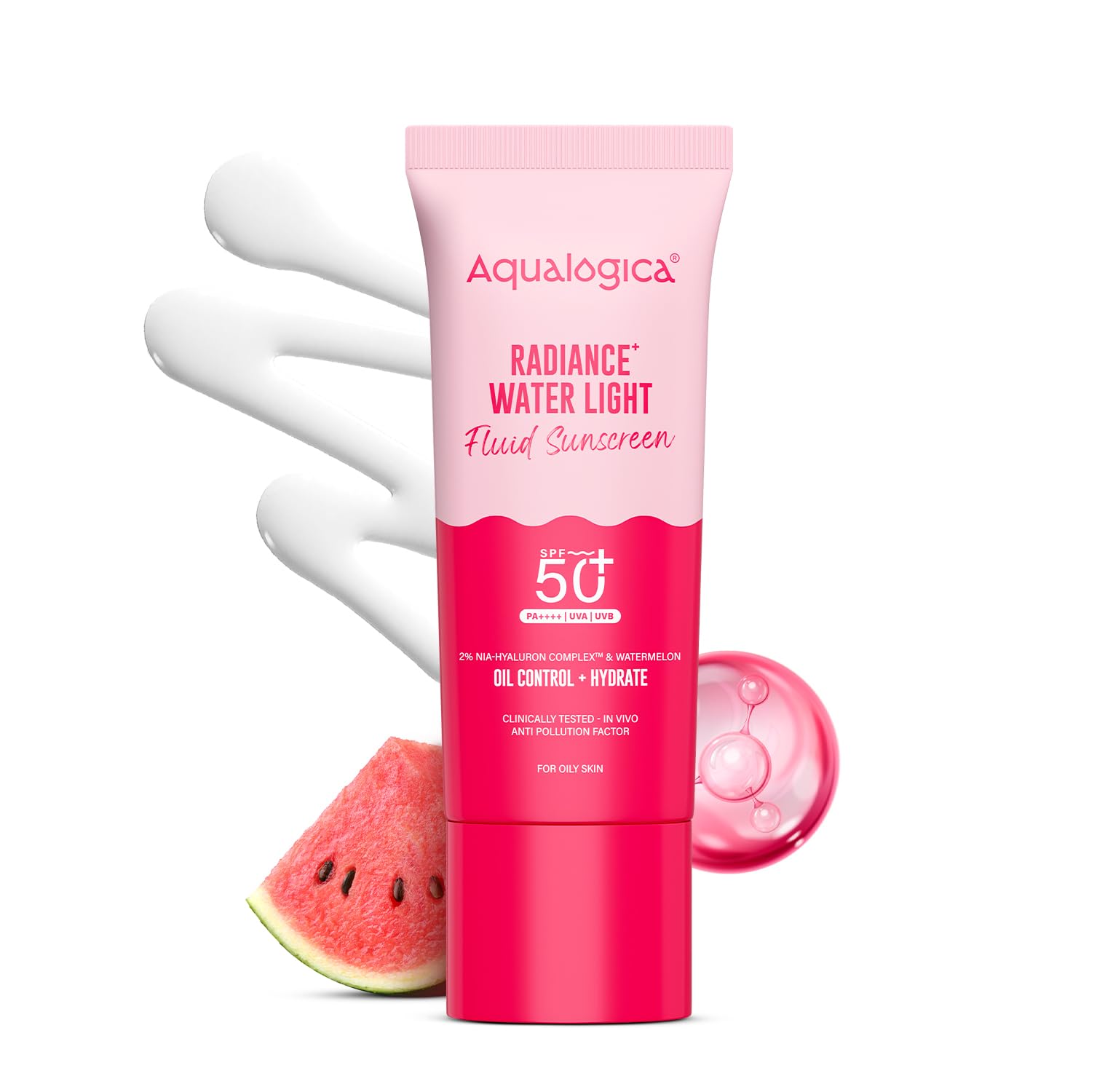 Aqualogica Radiance+ Oil Control Fluid Sunscreen for Oily Skin - 50 g | Ultra-Light Fluid Texture | SPF 50+ PA++++ UVA & UVB Protection | Oil Free | Controls Excess Oil | Non Greasy | No White Cast | For Men & Women-picture-31