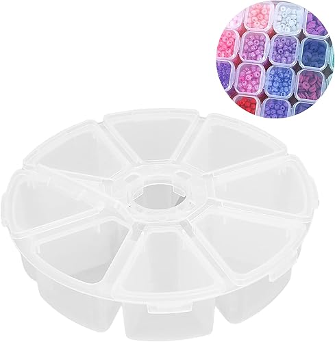 Miniatura 7 de Organizador de cajas divisoras de joyería de 8 rejillas, contenedor redondo de plástico transparente para almacenamiento de joyas, arte de uñas,