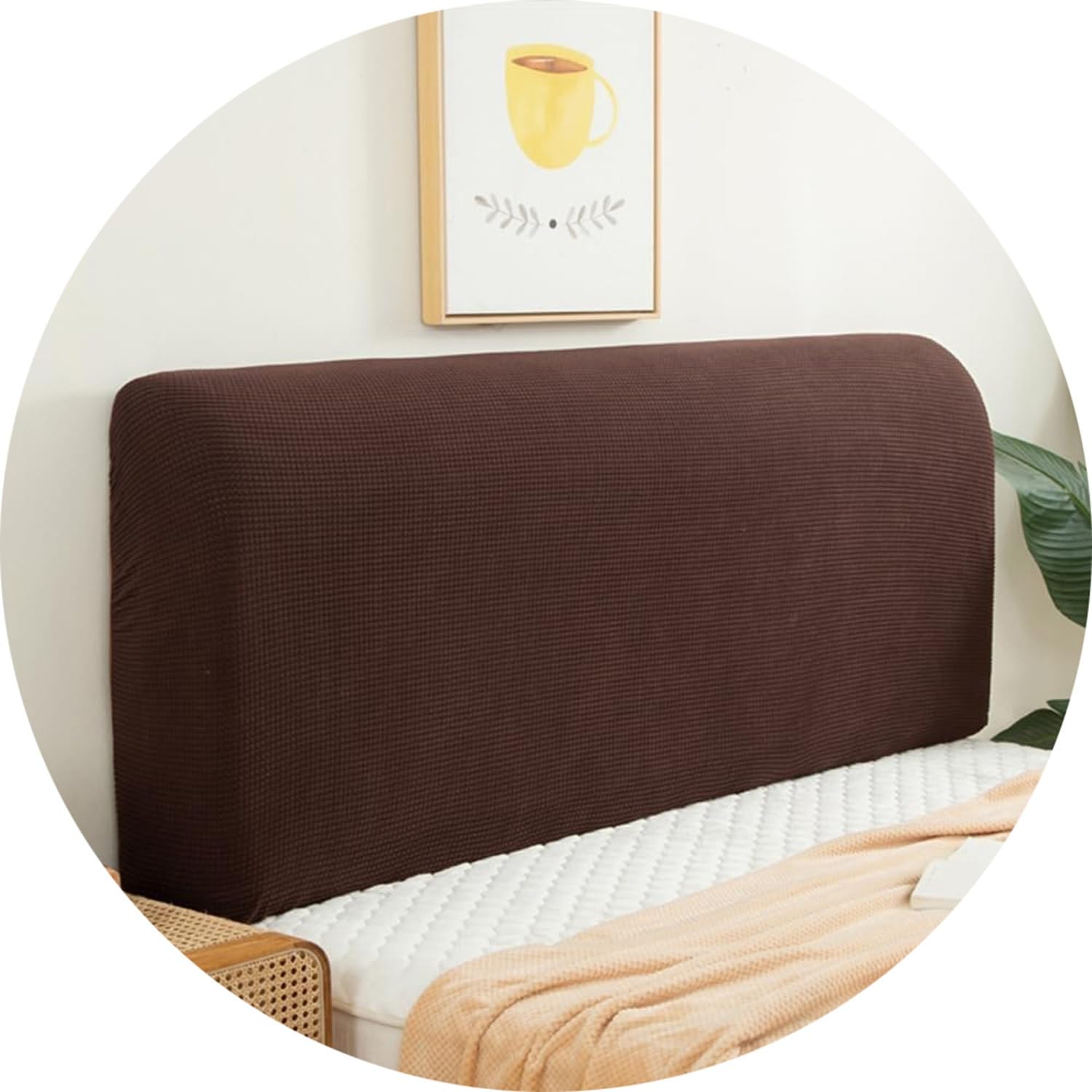Headboard Cover for Full Queen Cal King Size Bed, Polar fleeceDustproof Head Board Wrap, Stretch All-Inclusive Bed Head Protector Cover Modern Bedroom Decoration(Chocolate,43-51in (110-130cm))