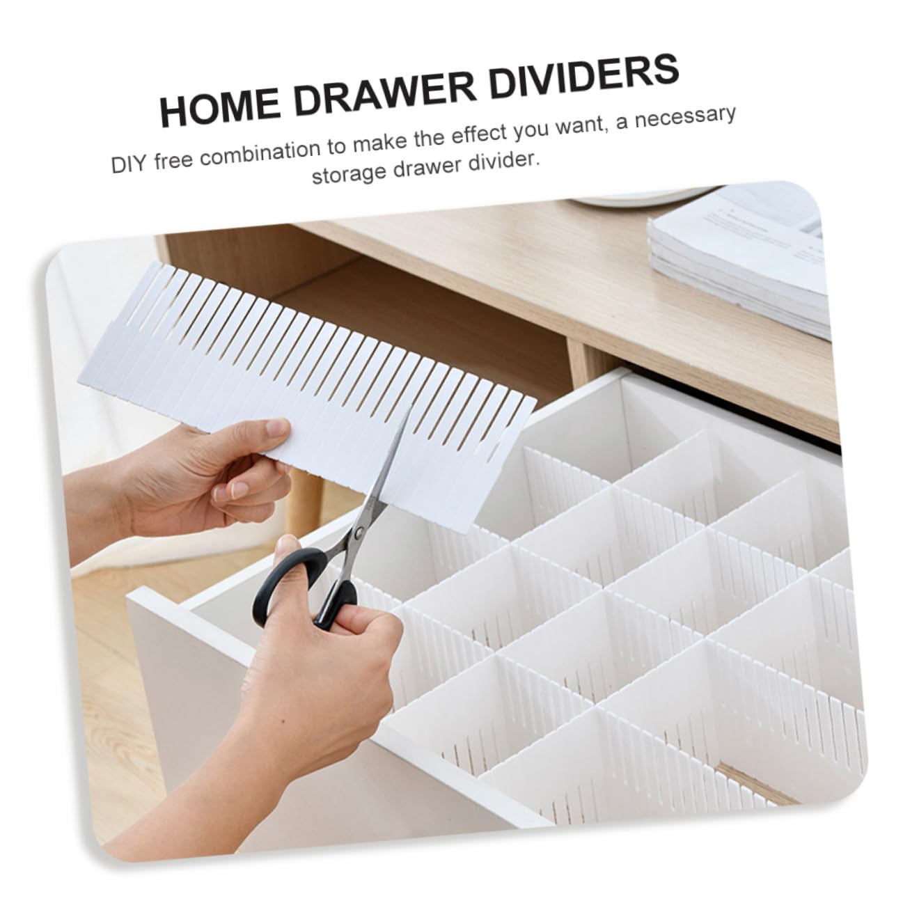 Mikikit Divisori per Cassetti Organizer per Domestici Combinazione Libera in Plastica Bianca 10 Pezzi Dimensioni 38x11 Cm per Riporre Biancheria in Casa