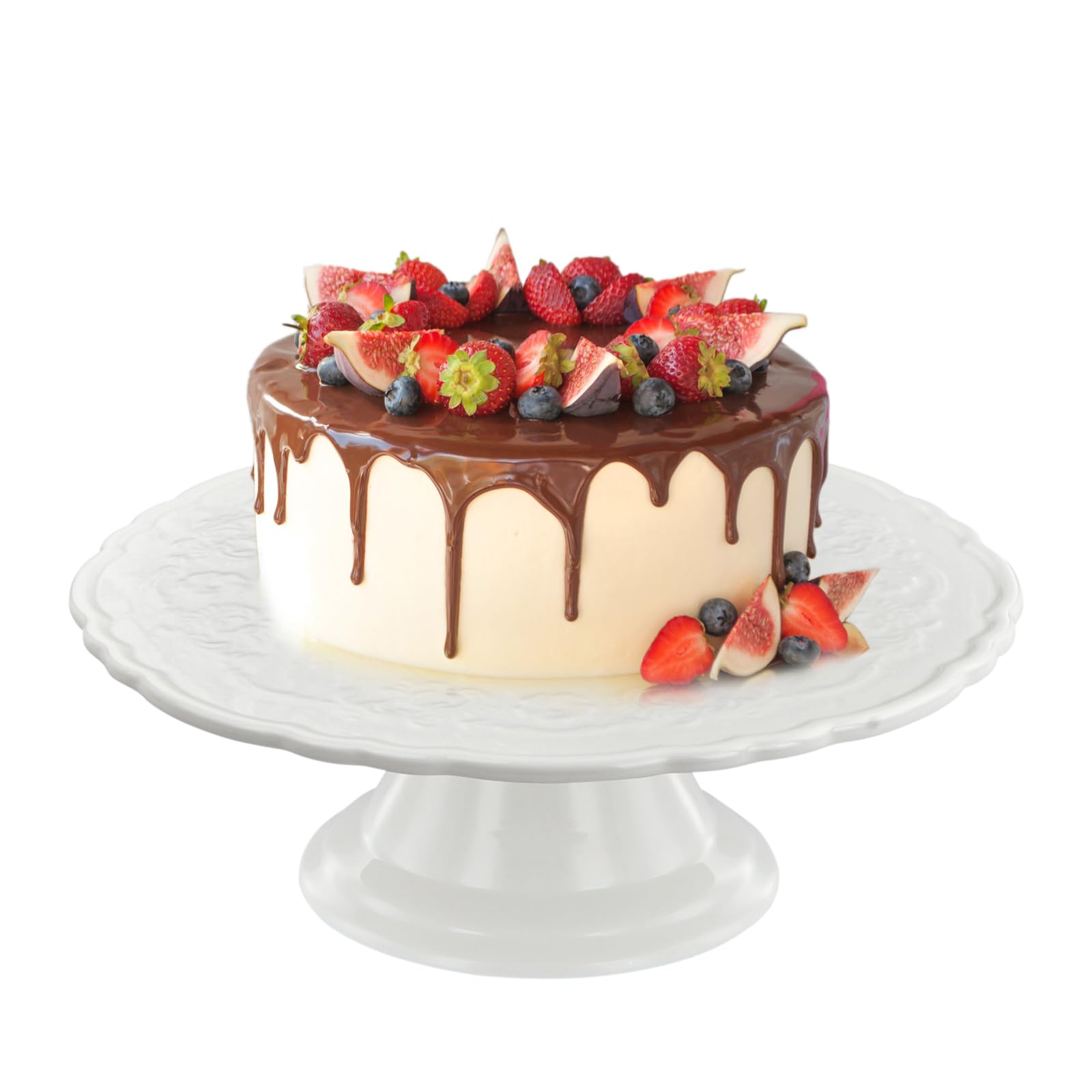 Alzata per Torta in Porcellana Bianco, Alzatine per Dolci, Espositore per Torta Vintage, Alzata Per Torte Display Stand, Dessert Stand, Alzatina Torta, per Festa Compleanno Matrimonio, Ø 27cm