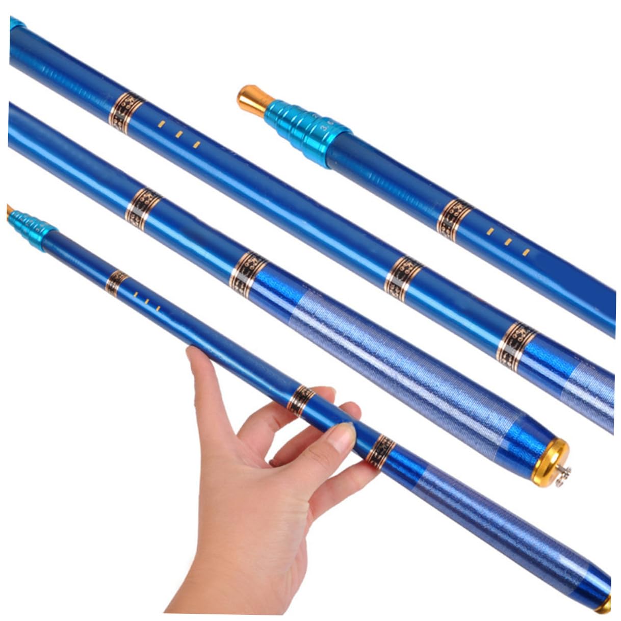 Canna da Pesca Blu Ultra Corta Retrattile in Fibra di Carbonio | Design Compatto, Alta Resistenza e Impugnatura Antiscivolo, Uso in Fiumi e Torrenti, Formato Leggero