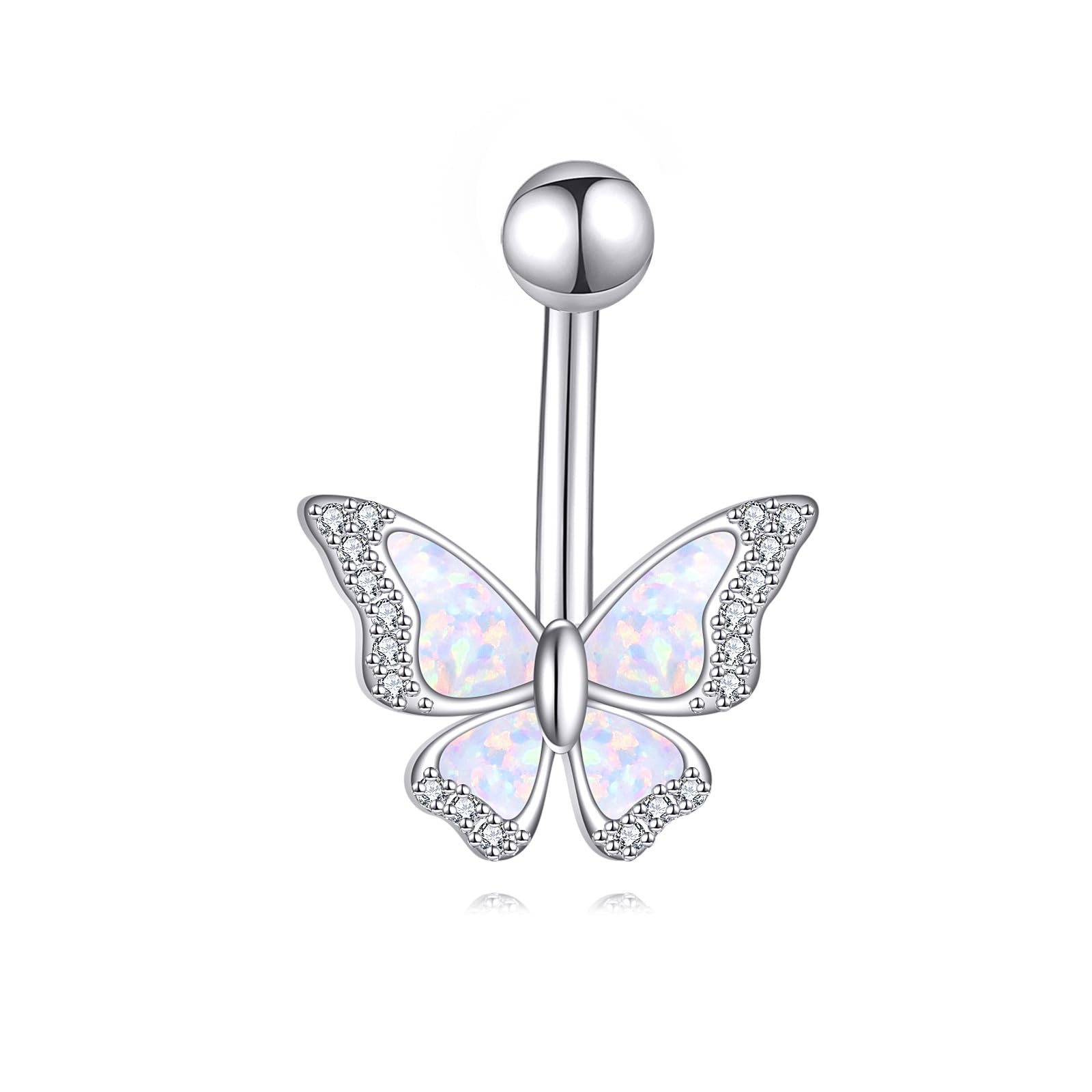 DAYLINLOVE Anillo de ombligo de plata de ley 925, diseño de girasol, margarita, mariposa, abeja, hipoalergénico, piercing para el cuerpo, joyería sexy para mujer (14G)