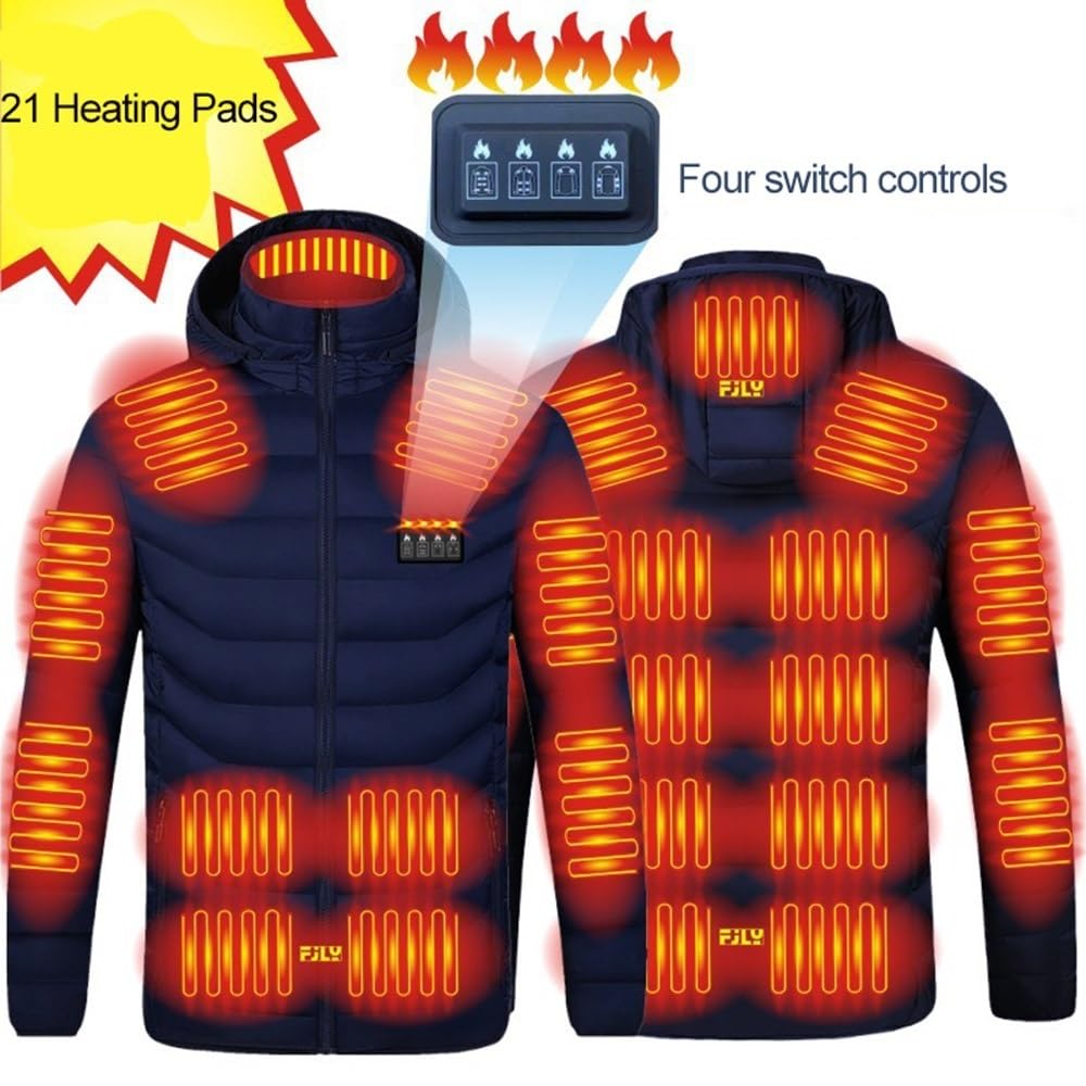 Abrigo con calefacción 21 zonas chaleco carga USB chaqueta cálida capucha pesca motocicleta