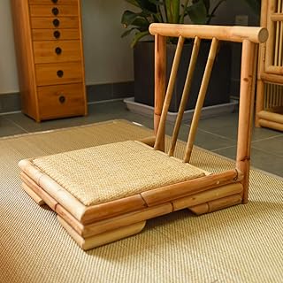 XY&YD Hecho A Mano Bambú Silla Sin Patas Apoyabrazos,Tatami Silla del Piso con Respaldo Zen Silla De Meditación Amortiguado Sofá Perezoso Reclinable-a