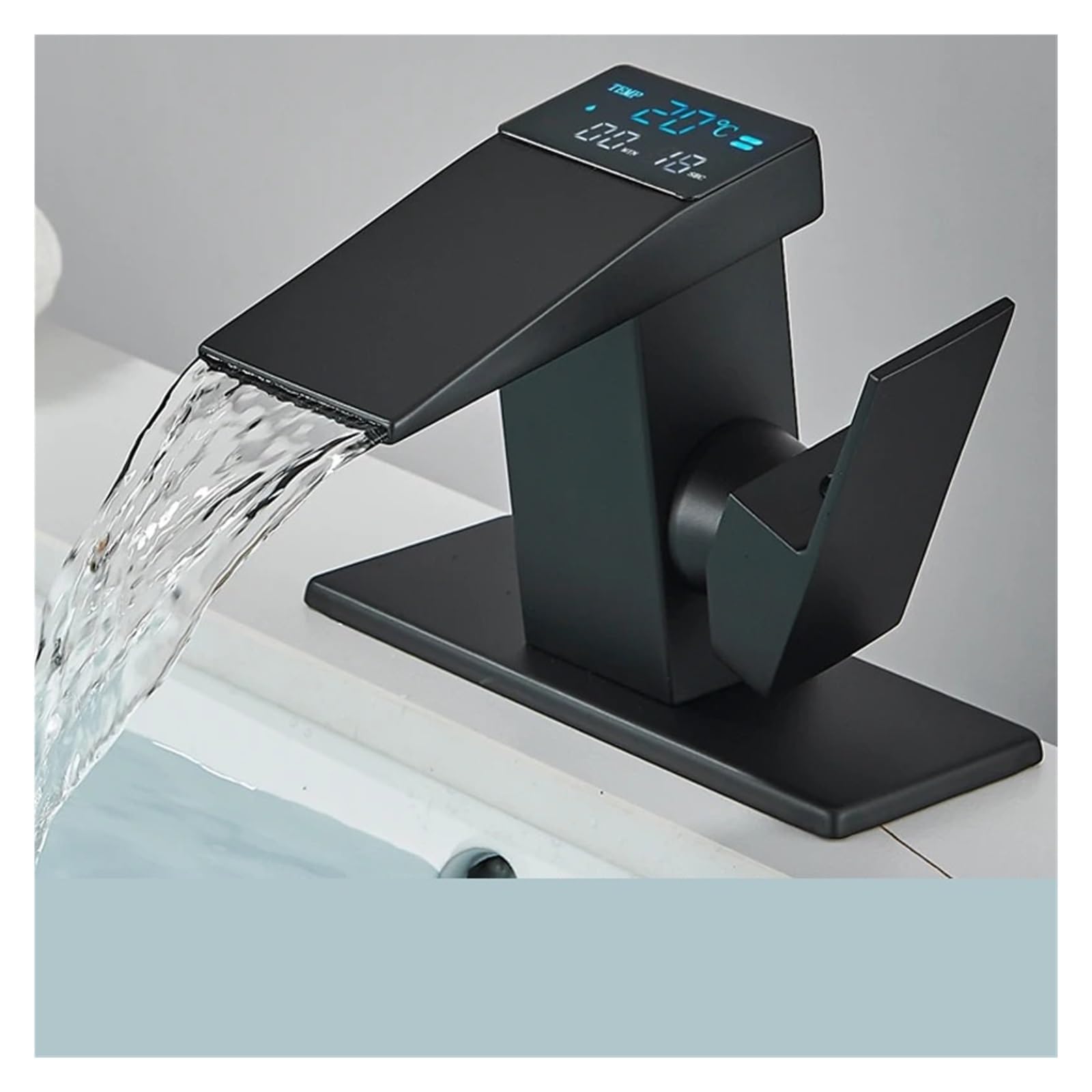 Robinet mitigeur cascade avec écran LCD numérique de luxe noir - 6