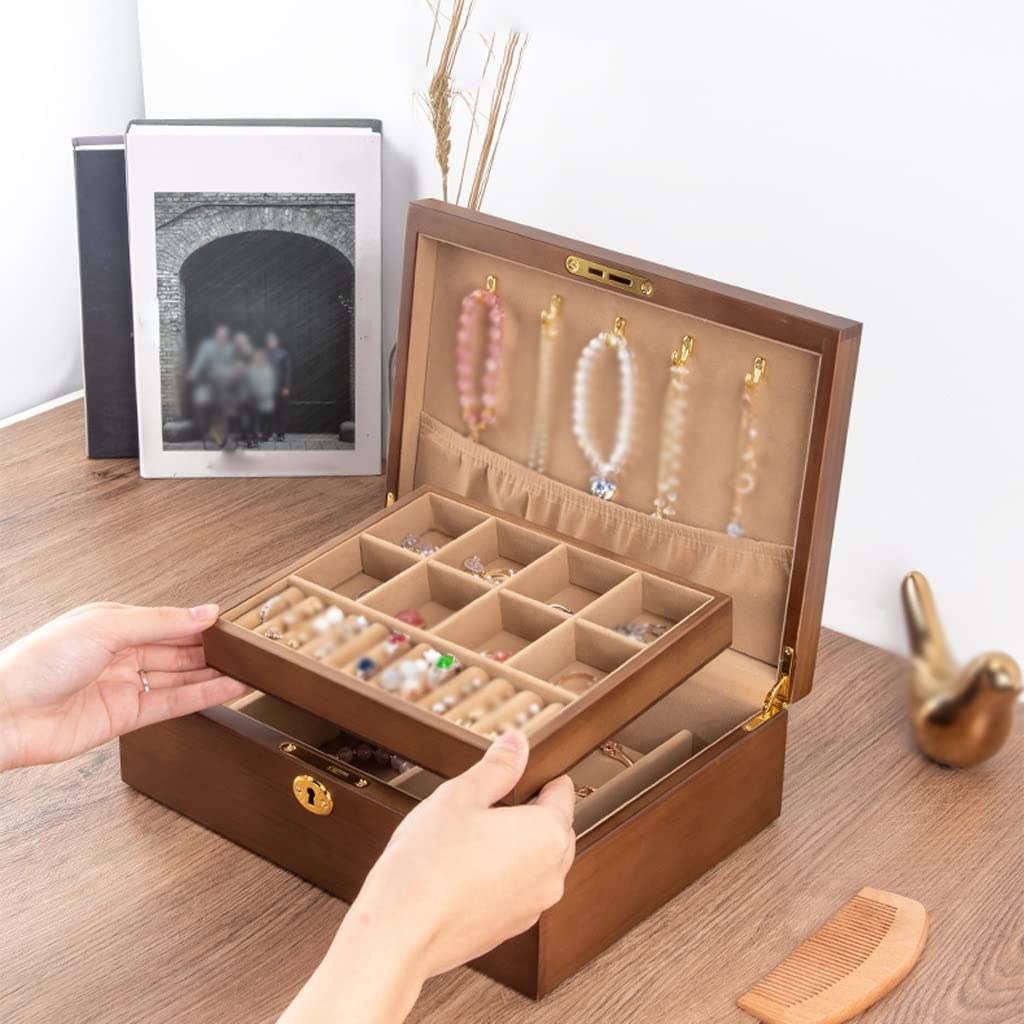 Pudełko na biżuterię organizer vintage drewniane pudełko na biżuterię pudełko do przechowywania naszyjnik kolczyki kolczyki zegarek sznurek ręcznie biżuteria drewniany organizer na biżuterię