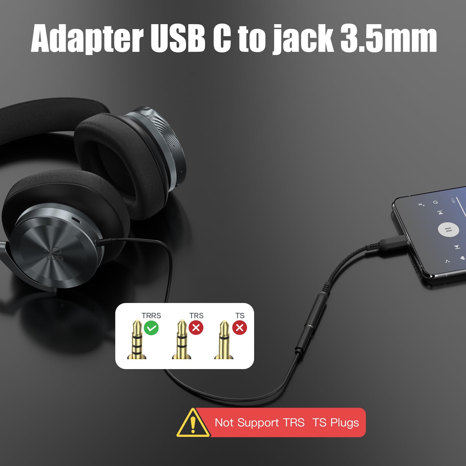 Adattatore Usb C Jack 3,5mm,Adattatore Jack Usb C Da 3.5mm,Adattatore Usb C Connettore Jack Per iPhone 17 Pro Max/17Pro/17/16/15 Samsung S24 S23 S22 Ultra Not 20 A53,Huawei P50/Pro Mate,ipad Pro Nero