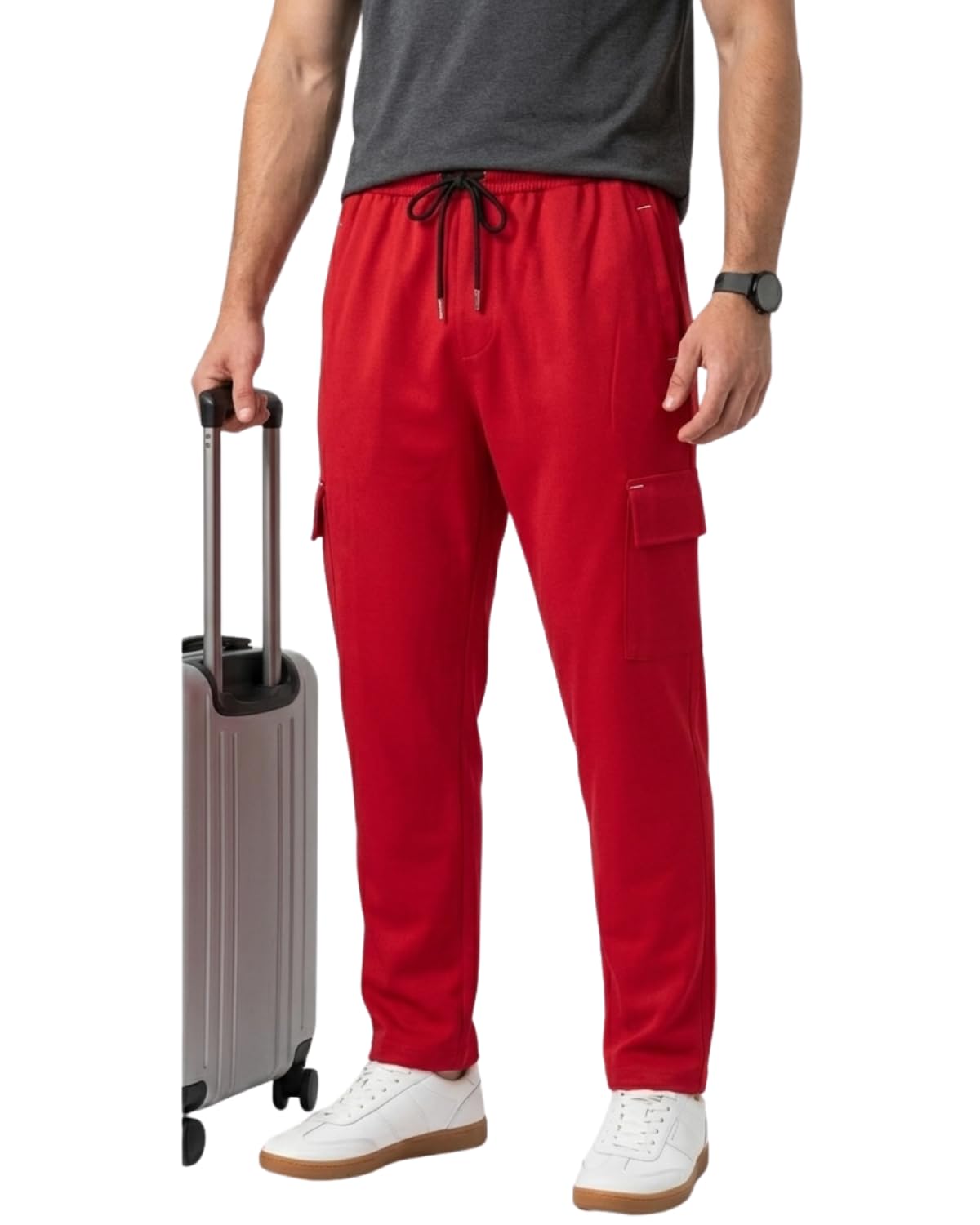 Pravarsha Men's Cotton Cargo Jogger Pants, Relaxed Fit, Drawstring Waist, Deep Pockets, for Gym, Sports & Casual Wear-picture-21