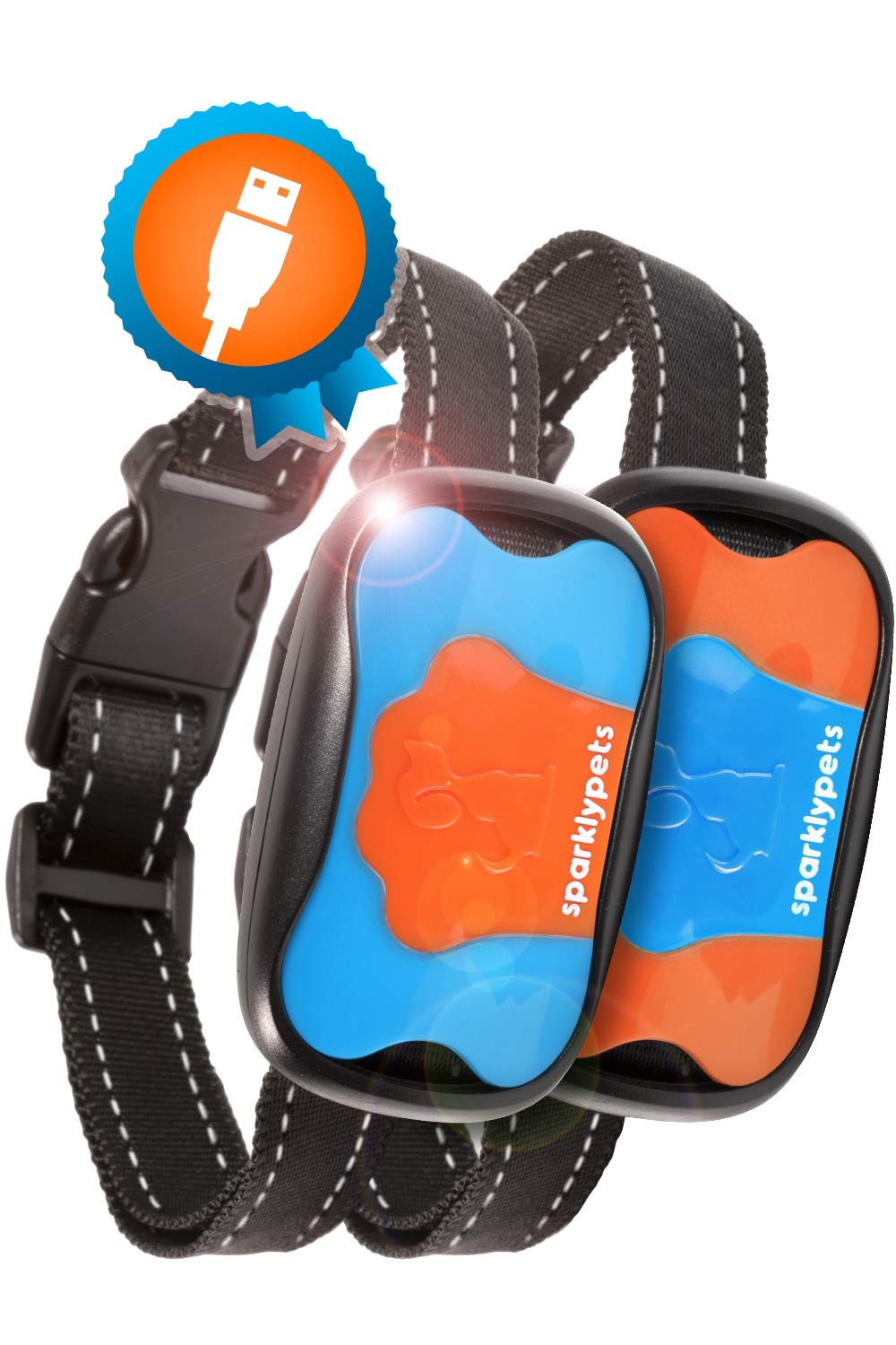 SparklyPets Rechargeable Bark Collar 2 Pack No Shock Bark Collar for