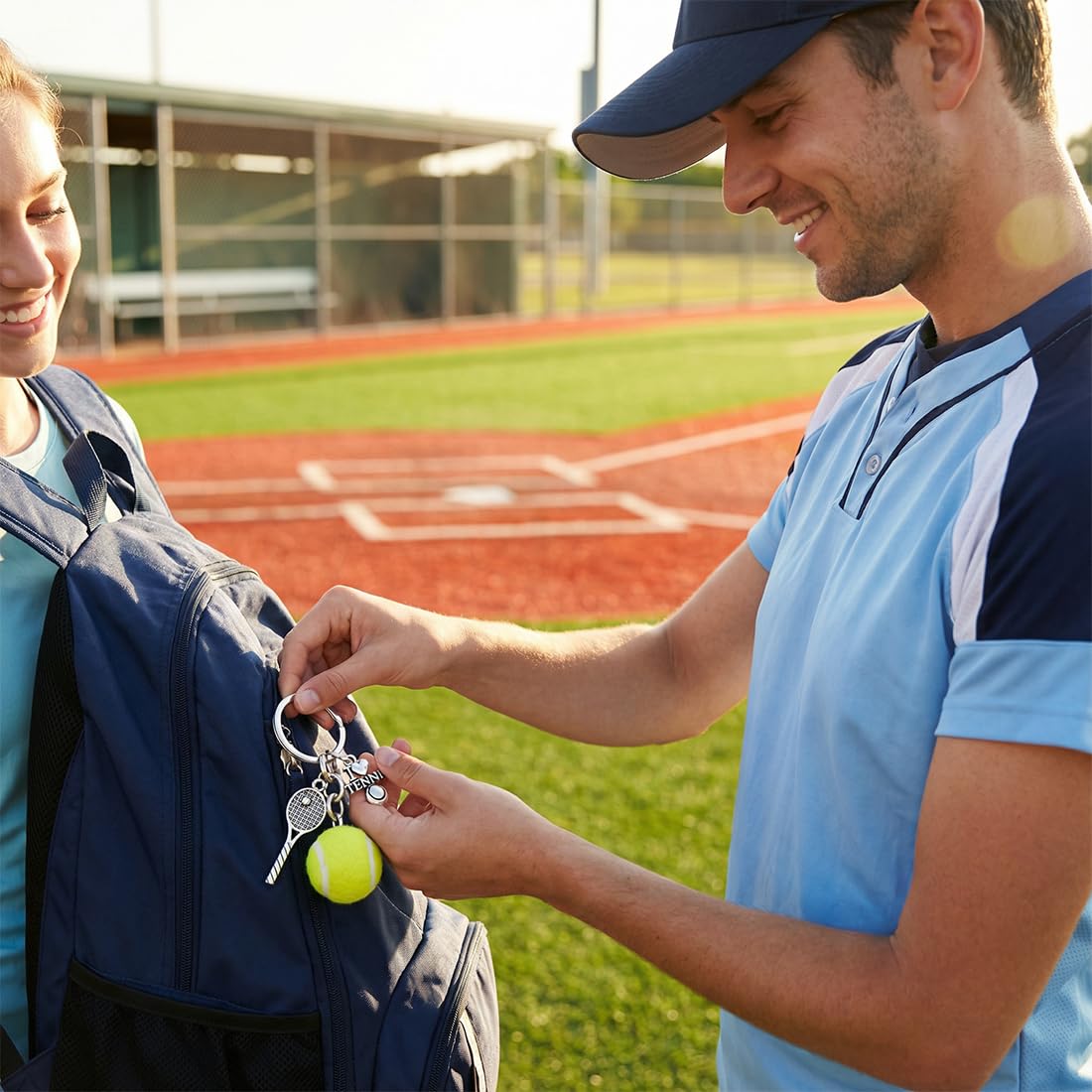 Portachiavi Tennis Racchetta in Acciaio Inox, Accessori Regali per Amanti del Tennis