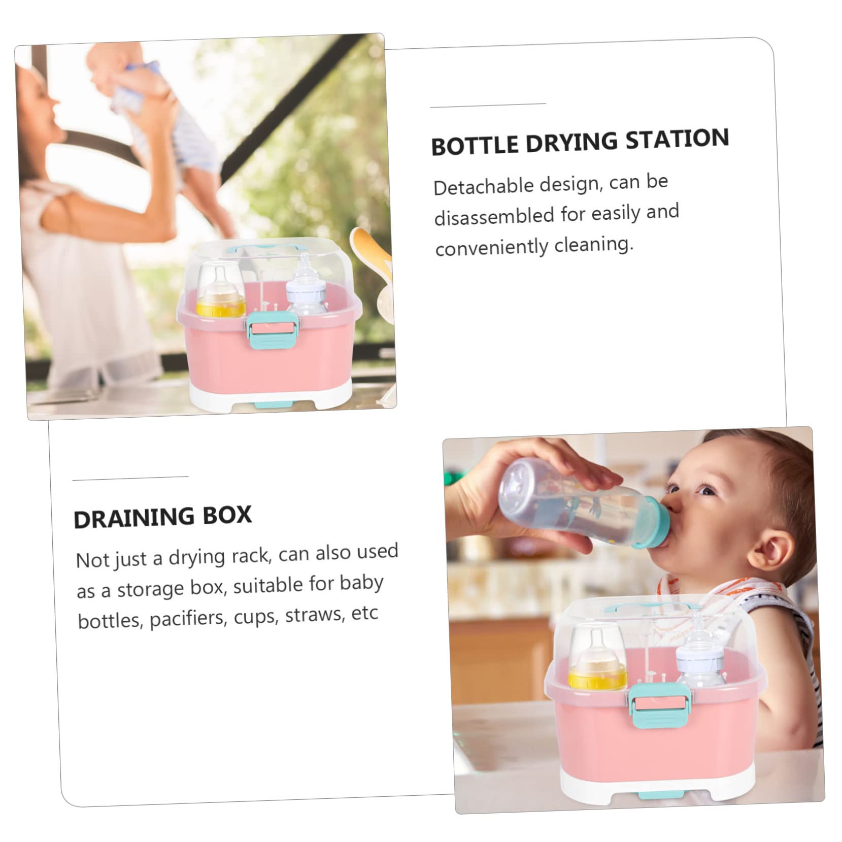 Égouttoir à Bouteilles pour Bébés Grosse Capacité, Design Détachable en PP, Panier à Égoutter et Séchage Rapide pour Biberons et Tétines