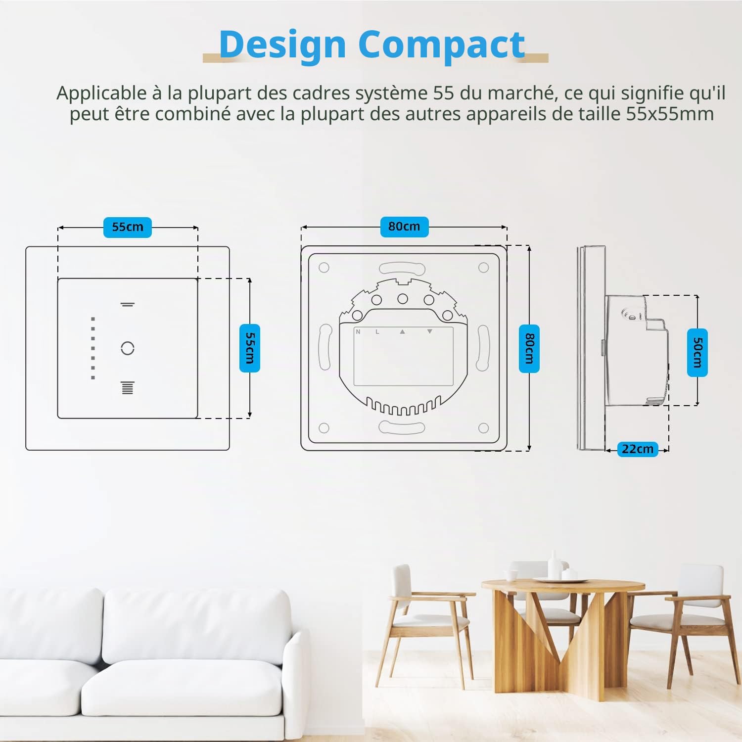 Interrupteur de volet roulant sans fil [6 gen] Interrupteur pour stores avec LED contrôlable, contrôle de volet roulant compatible avec Echo Alexa/Google, 2 pièces