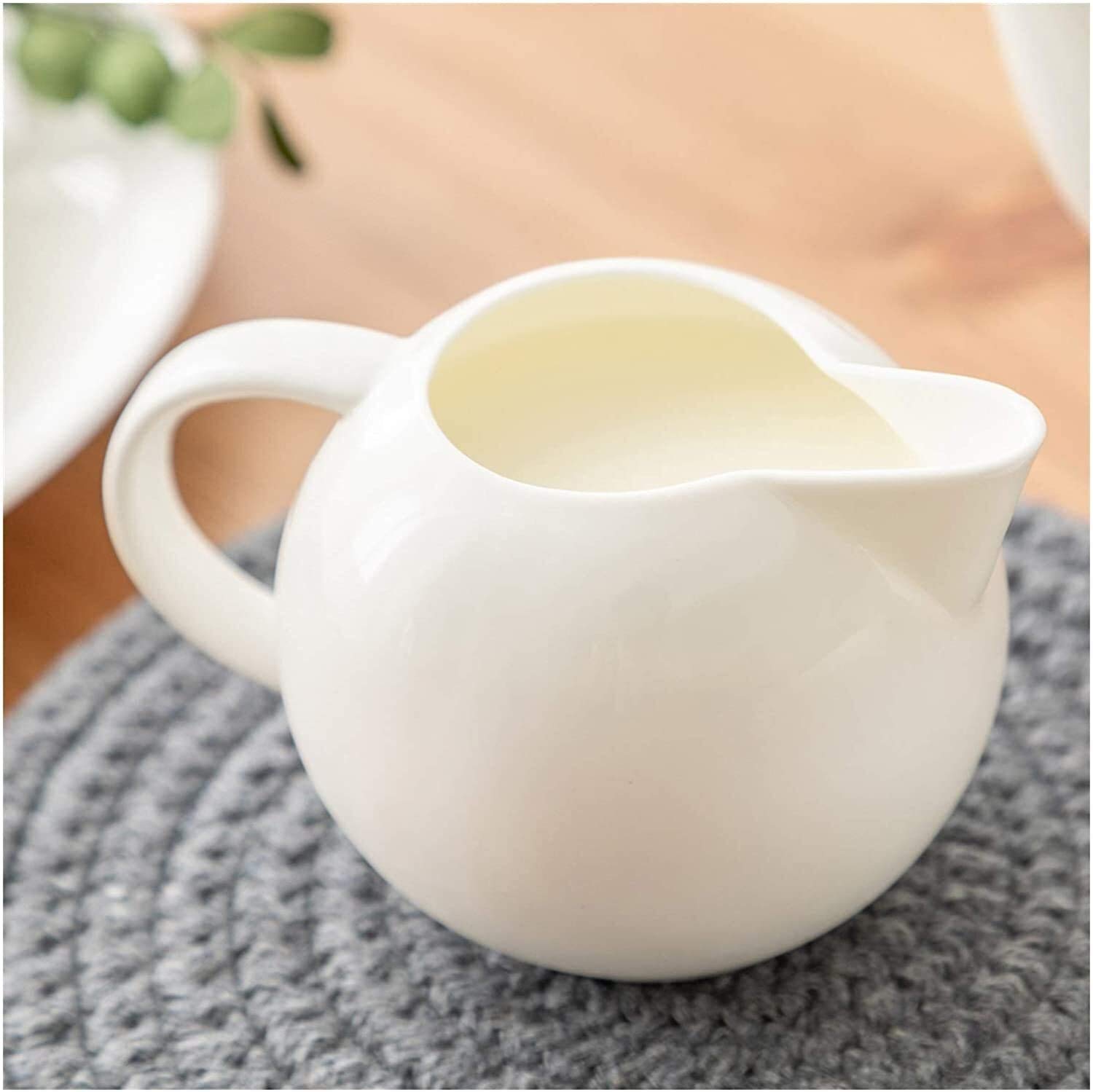 Zestaw porcelanowej śmietanki i cukiernicy, biały ceramiczny dzbanek do spieniania mleka do kawy i herbaty, 300 ml/10,1 uncji, 1 szt., 7,6 x 12 cm