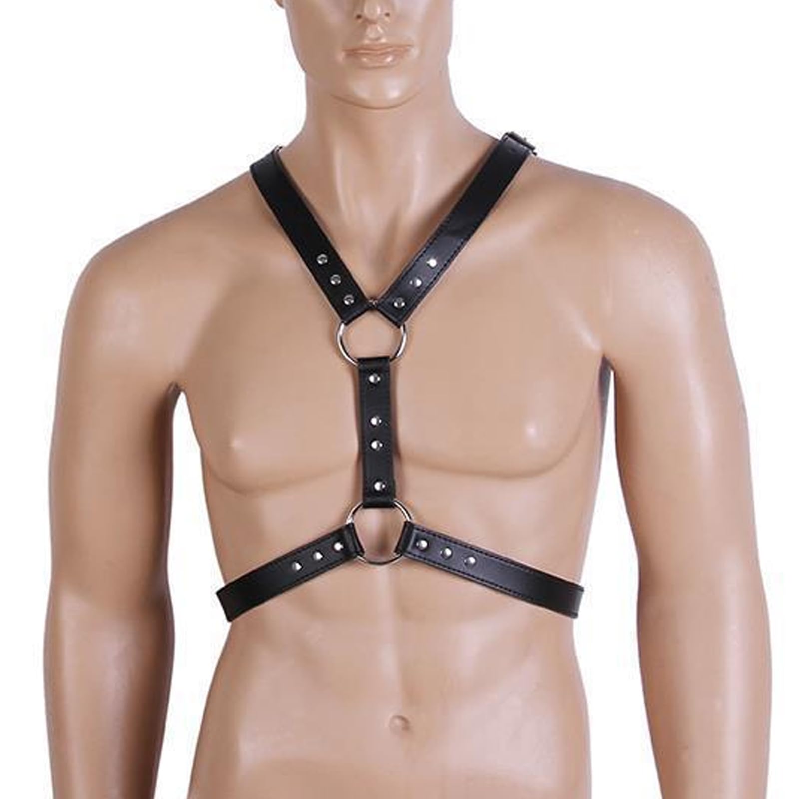 BDSMJOY Arnés de cuero hombre, arnés fetiche para hombres gay, arnés bondage, ropa interior sexy gay para hombre, conjunto BDSM, ropa fetiche, lencería erótica para hombres (A)
