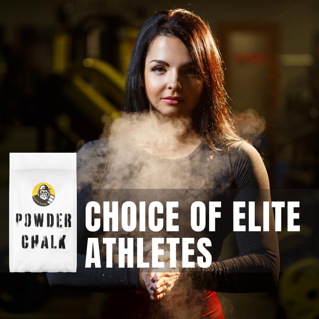 Muscleape Chalk Powder for Superior Grip. 1000gm Premium Non Dust Chalk for Weightlifting, Bodybuilding, Powerlifting, Calisthenics and Other Sports.Non Allergic. Makes Your Grip Dry & Strong. 1