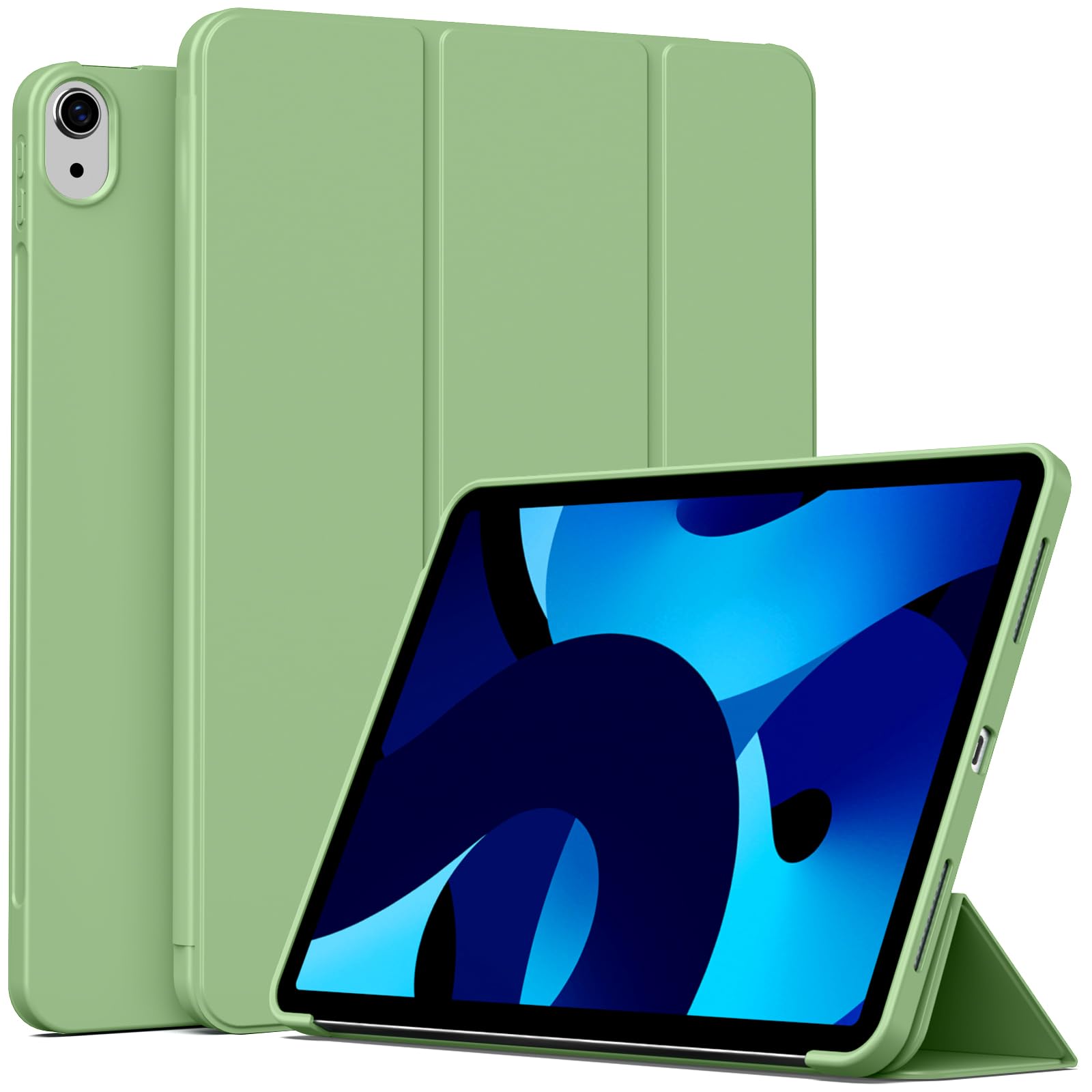 BFGTSJF Hülle für iPad A16 11. Generation 11 Zoll 2025, iPad 10. Generation 2022 10.9 Zoll, Auto Schlaf/Aufwach Funktion, Ultra Leicht Dünn Weiches TPU Rückseite Schutzhülle Smart Folio Cover Hellgrün