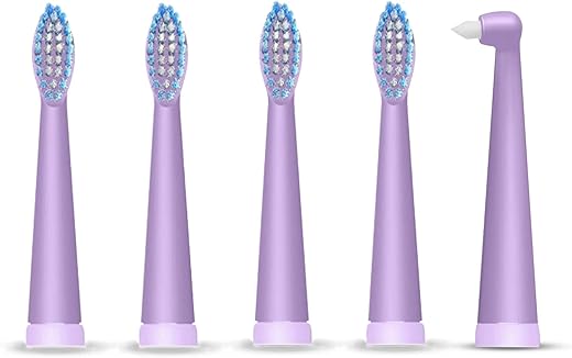 AGARO Cosmic Lite Refill Pack 4+1 pcs, Nylon Bristles, Washable, Purple