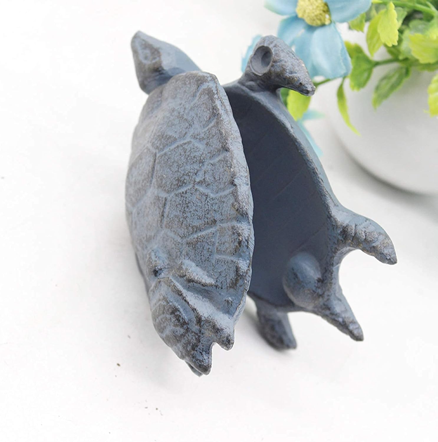 Cast Iron Door Knocker with Cute Turtle Vintage Blue Front Door Knockers Antique Wood Gate Fence Handle Wall Closet Decorative Ring Easy to Install Handcrafted H