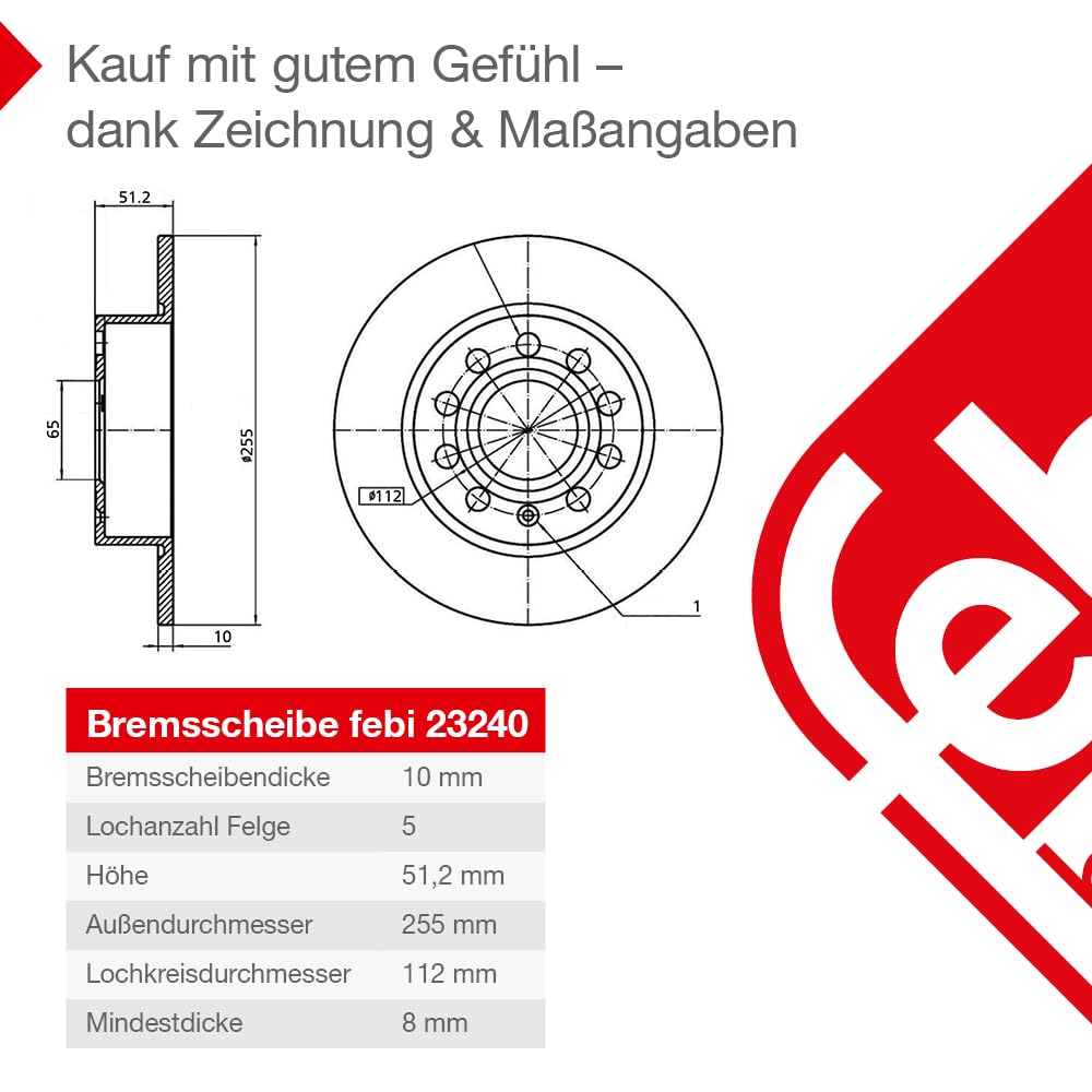 febi bilstein 23240 zestaw tarcz hamulcowych, 2 tarcze hamulcowe