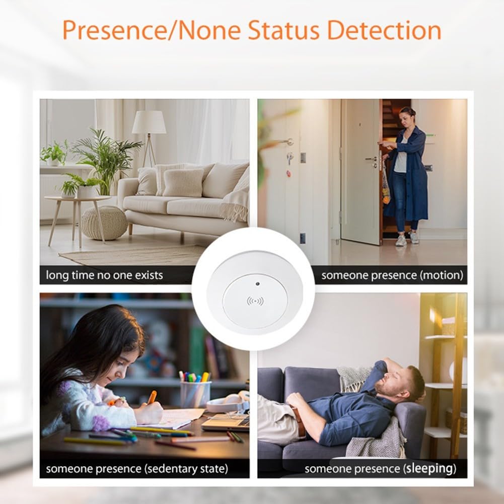 Capteur de présence humaine WiFi 24 GHz, capteur de détection avec détection de lumière, détection de mouvement humain et présence statique, pour automatisation de sécurité domestique