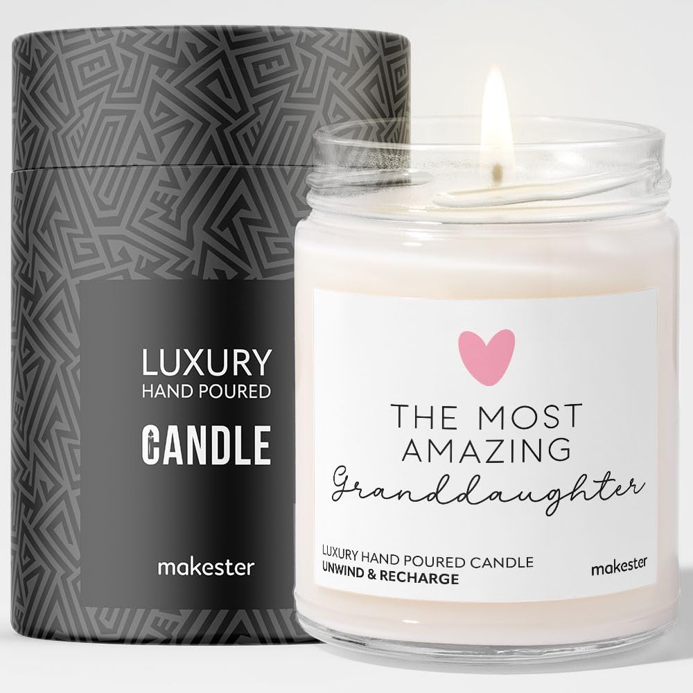 Granddaughter Gifts - Luxury Soy Wax Candle - Vanilla, Jasmine, Sugared Almond - Makester