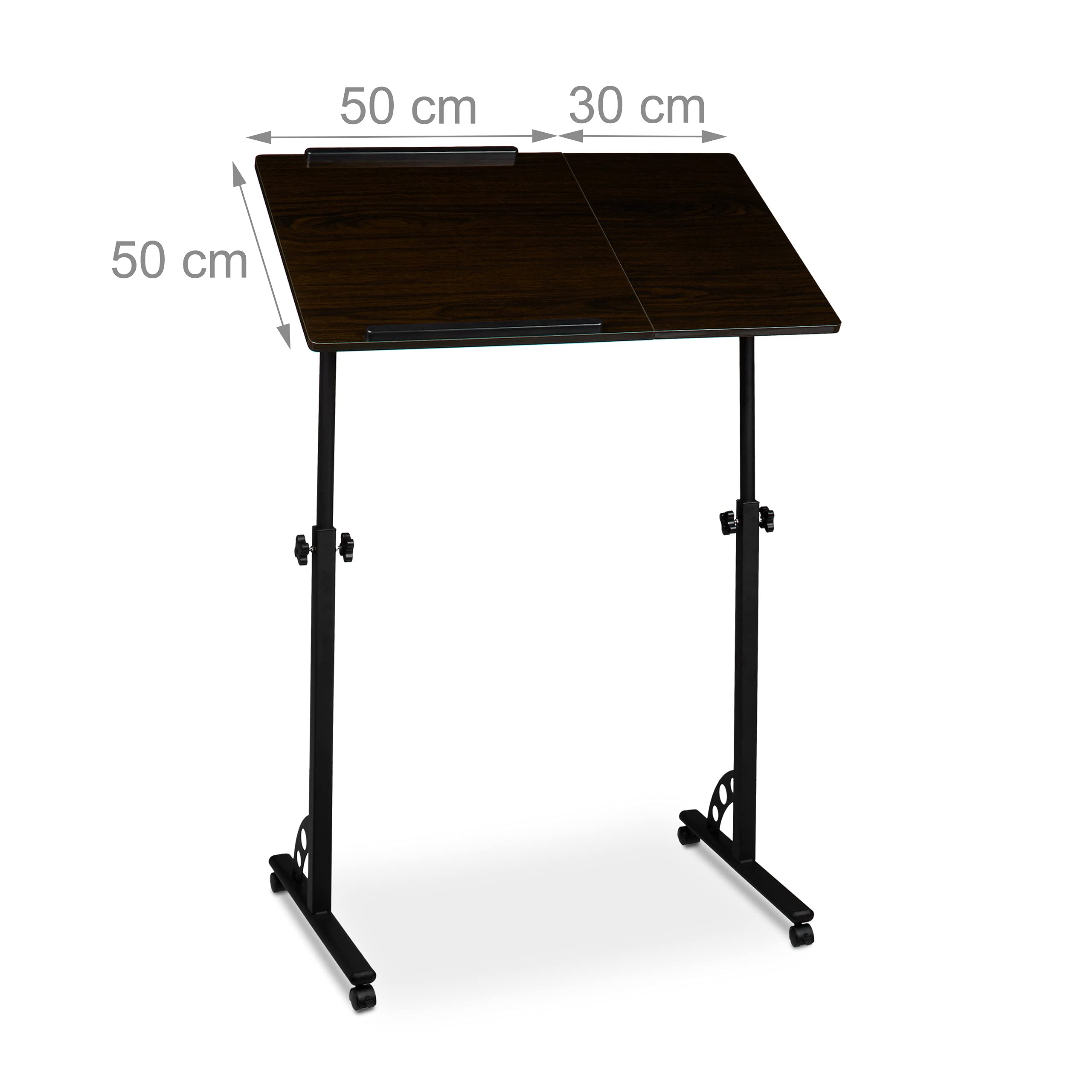 Relaxdays Tavolino per Pc, Supporto Computer Portatile, Mobile Grande HLP 110 x 80 x 50 cm, Ruote con Freno, Nero