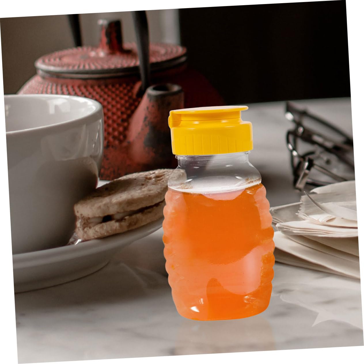 Abaodam 4 Stück Honigflaschen Aus Kunststoff 110 Ml Auslaufsicher Quetschbar Für Präzise Dosierung Transparent Für Küche Picknick Und Reisen